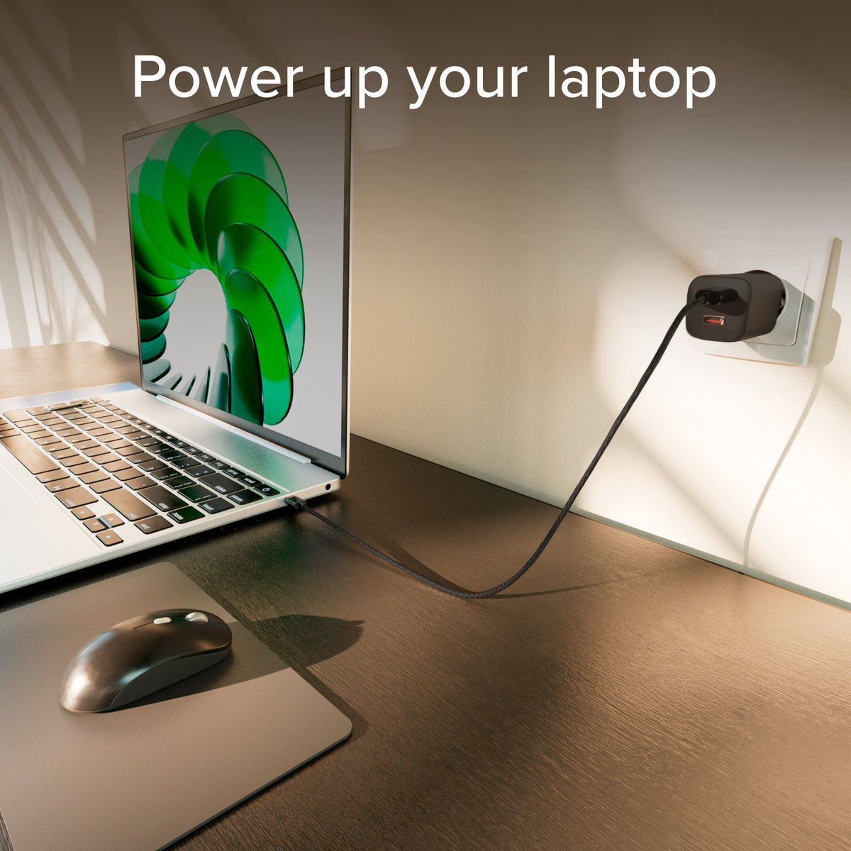 Lade-Kit für Laptops mit 100W Ladegerät mit zwei USB-C-Anschlüssen und geflochtenem Nylonkabel