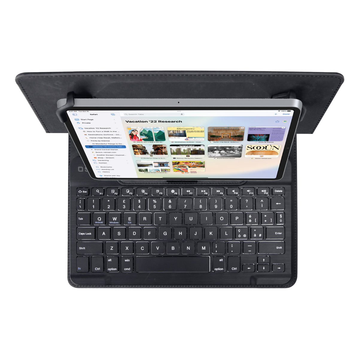 Teclado inalámbrico universal con funda tipo libro integrada