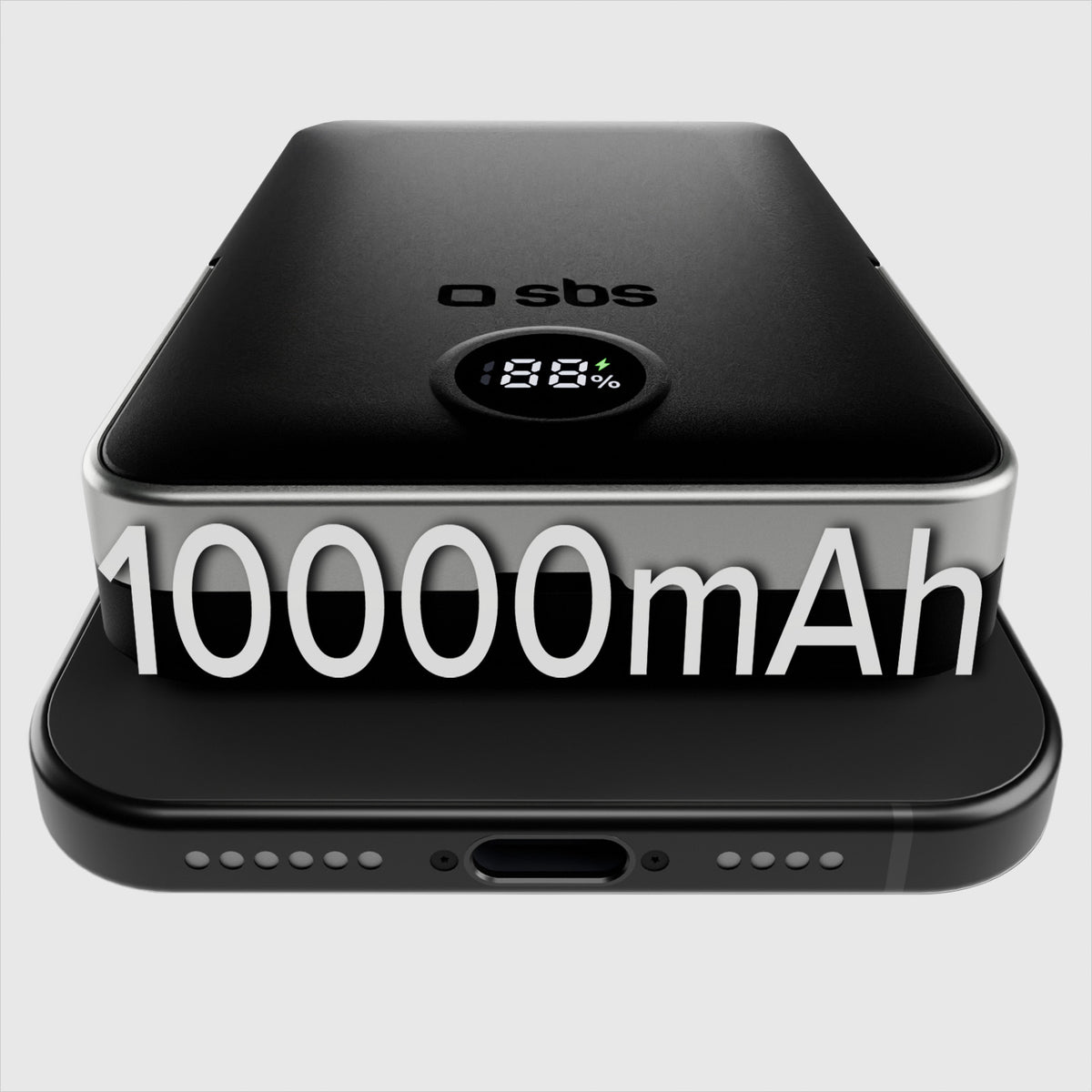 Batterie externe sans fil 10.000 mAh avec support intégré et écran LCD