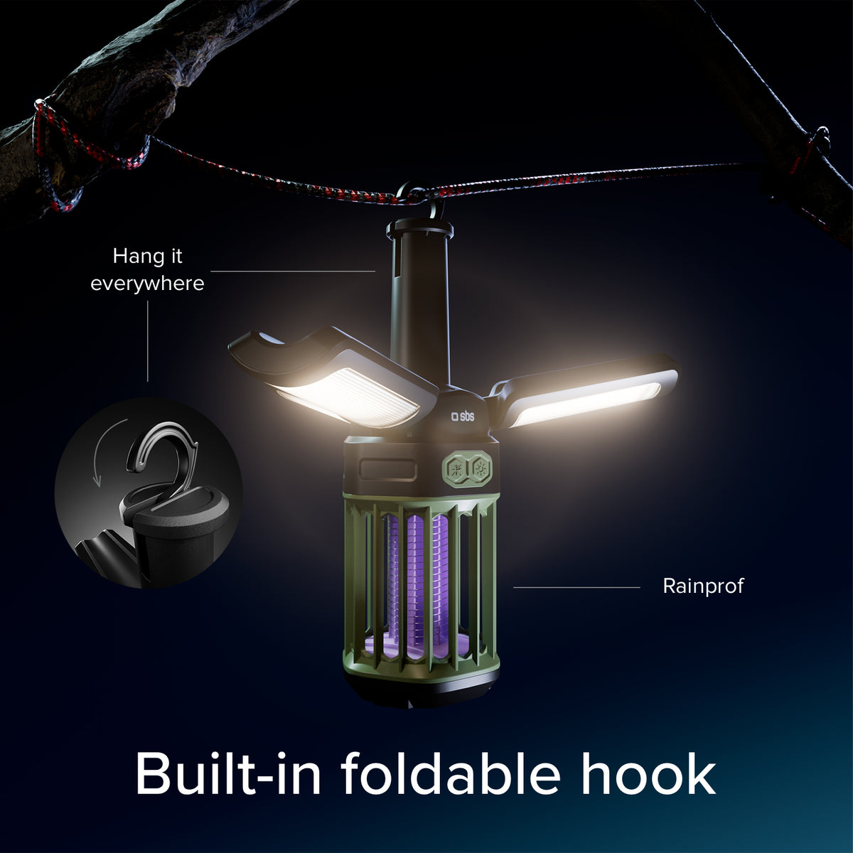 Outdoor lantern with 3000 mAh Power Bank and mosquito-repellent light
