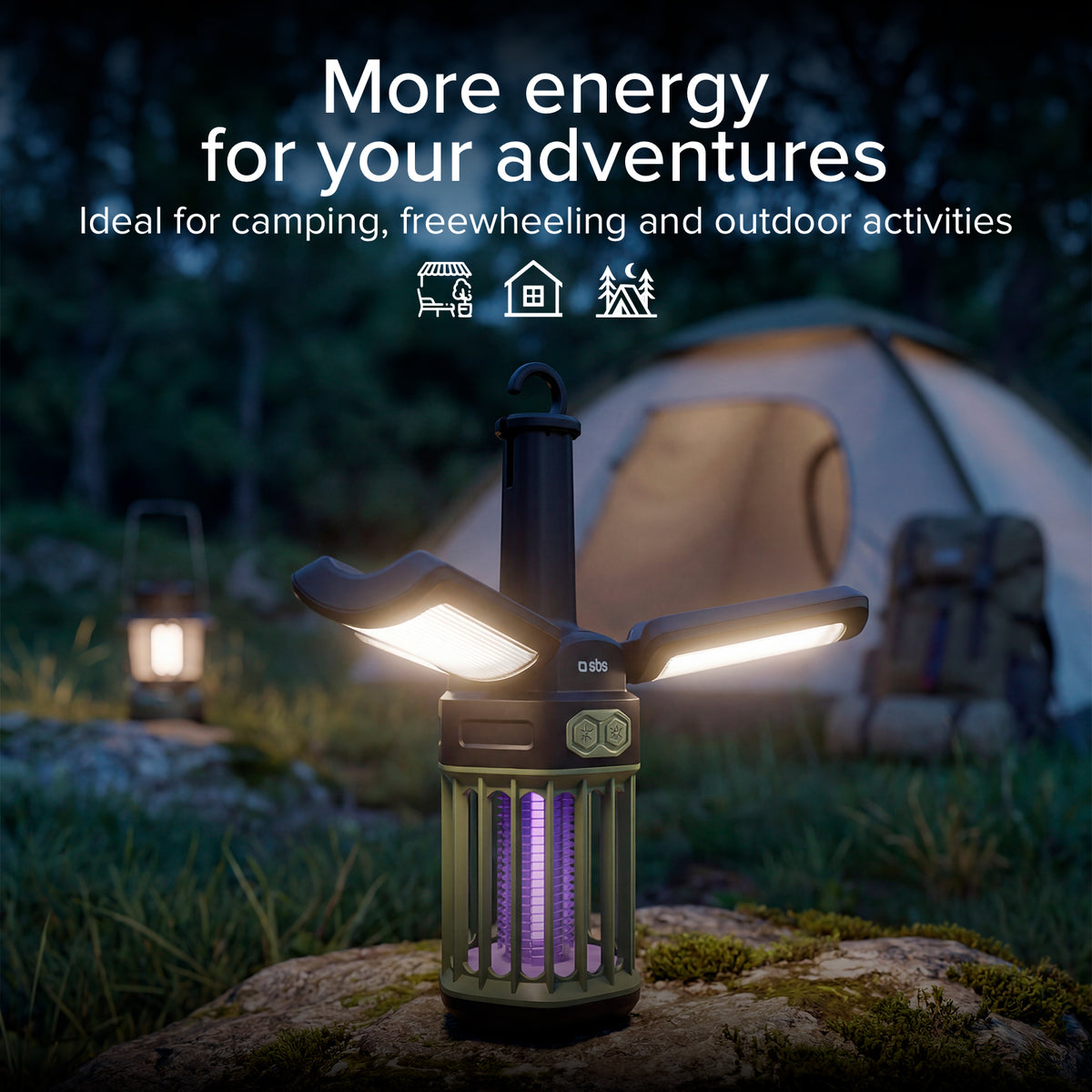 Outdoor lantern with 3000 mAh Power Bank and mosquito-repellent light