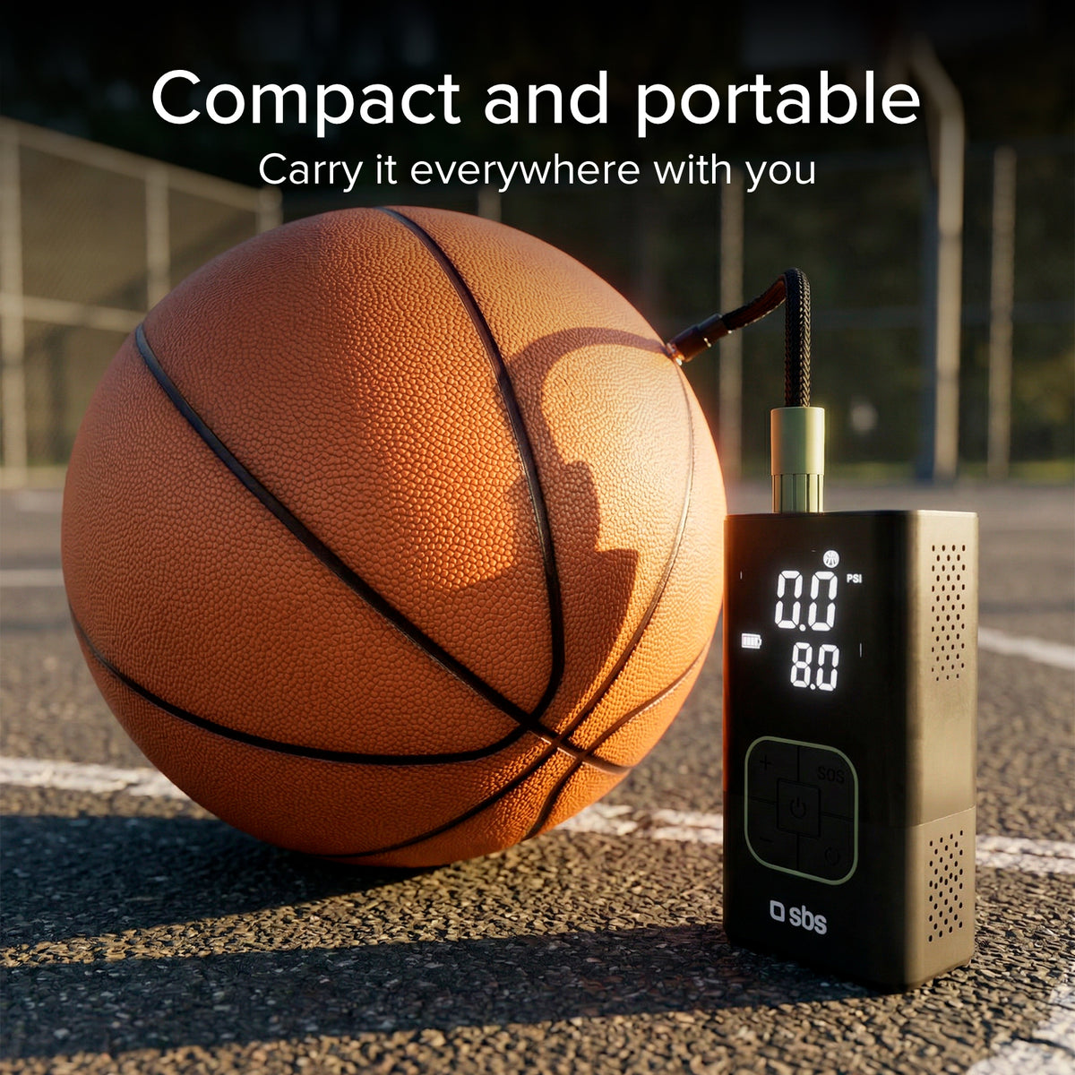 Compresseur portable 3600 mAh avec torche LED intégrée