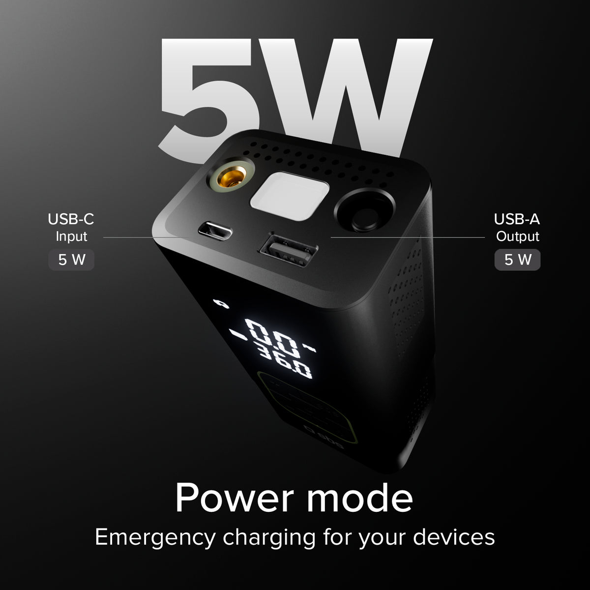 Compresseur portable 3600 mAh avec torche LED intégrée