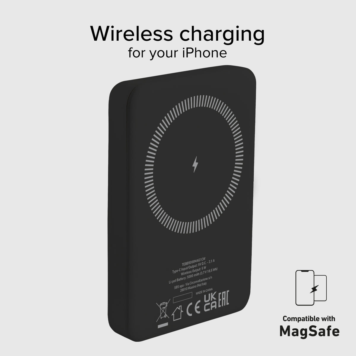 Powerbank magnética inalámbrica de 5000 mAh