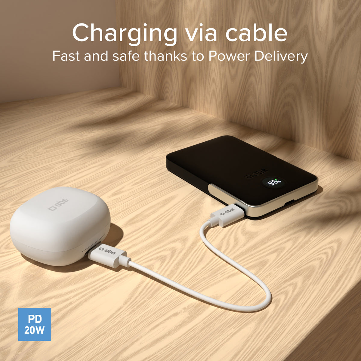 Power bank battery pack 5.000 mAh wireless con supporto stand integrato e LCD