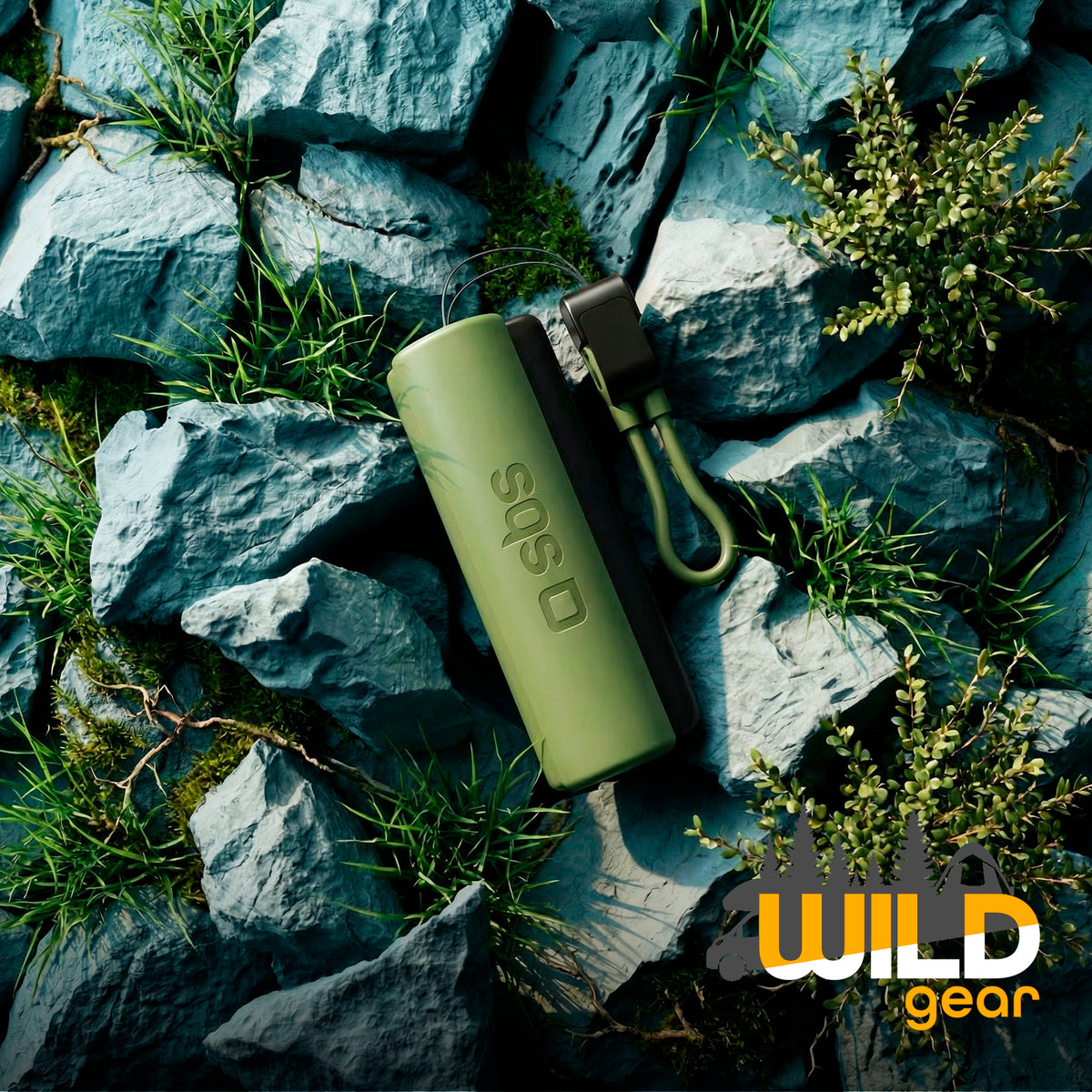Compact 5000 mAh Power Bank with LED torch, 10 W USB-C port, USB-C cable included, ideal for camping and outdoor use