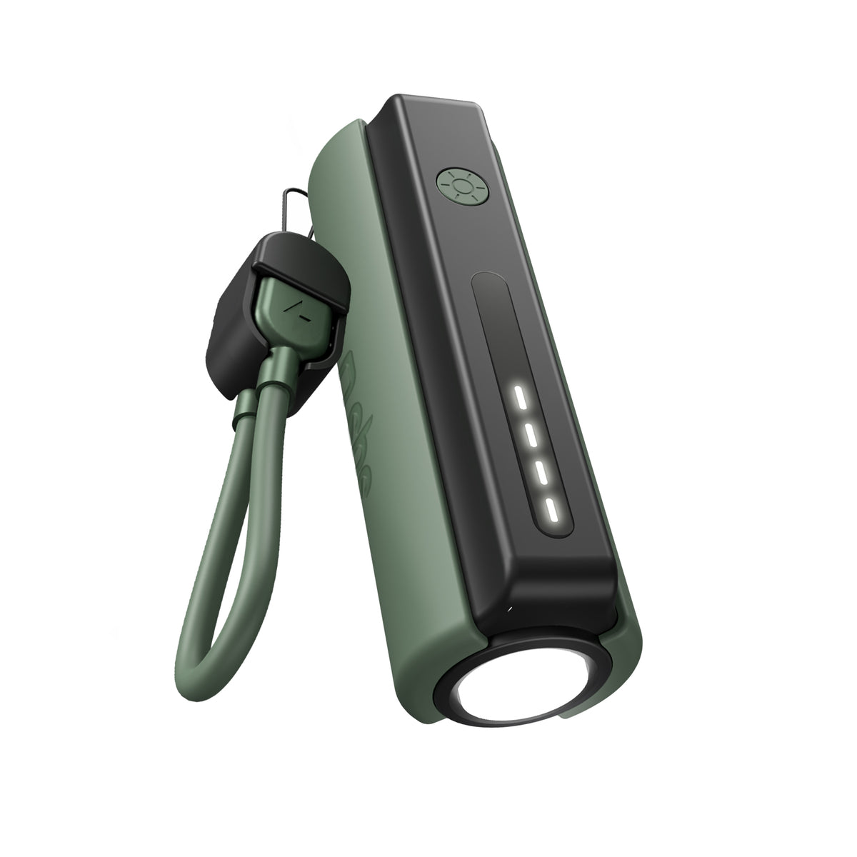 Compact 5000 mAh Power Bank with LED torch, 10 W USB-C port, USB-C cable included, ideal for camping and outdoor use