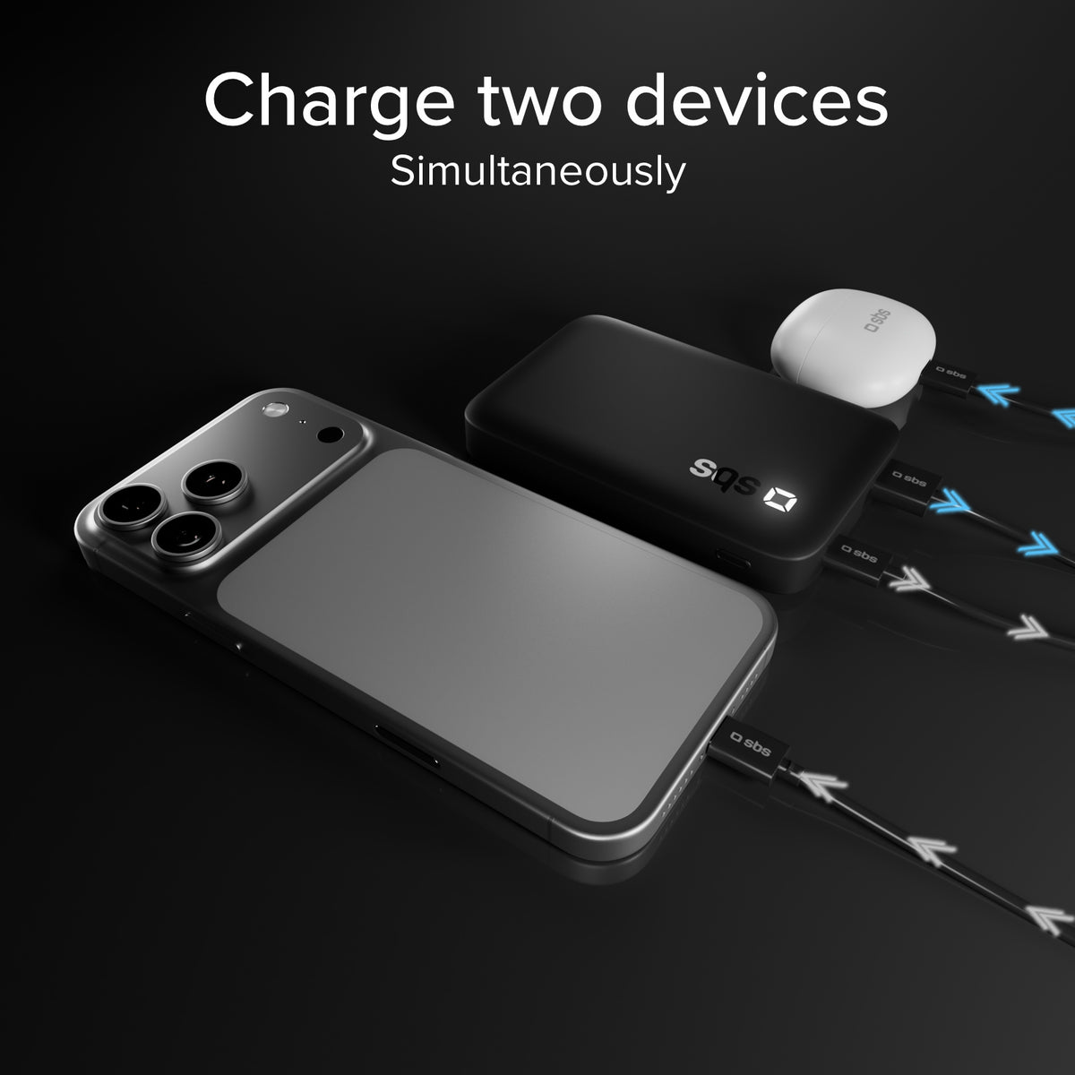 Batería externa SBS 10000 mAh Alta Densidad - Compacta con puertos USB-C y USB-A