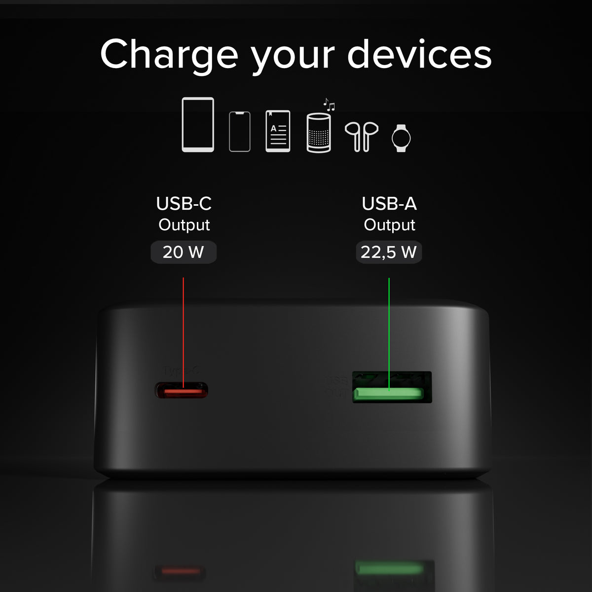 Power Bank 20000 mAh de alta densidad con PD y dos puertos USB