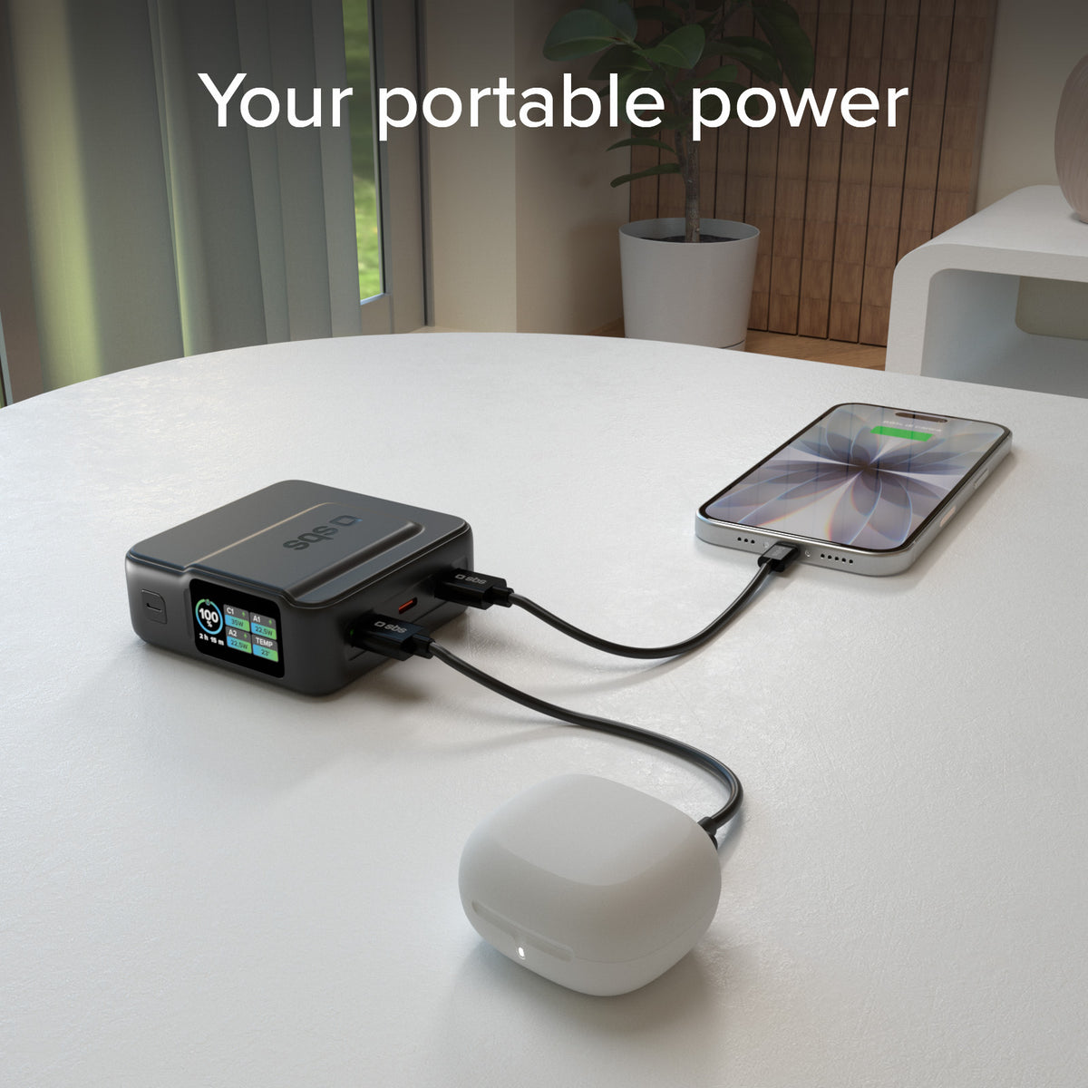 Batería externa 10000mah Power Control 2.0 con pantalla TFT inteligente y carga 35W PD