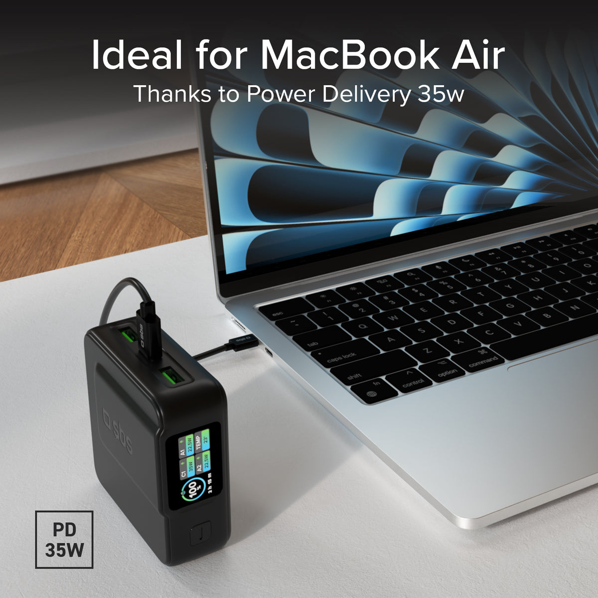 Batería externa 10000mah Power Control 2.0 con pantalla TFT inteligente y carga 35W PD