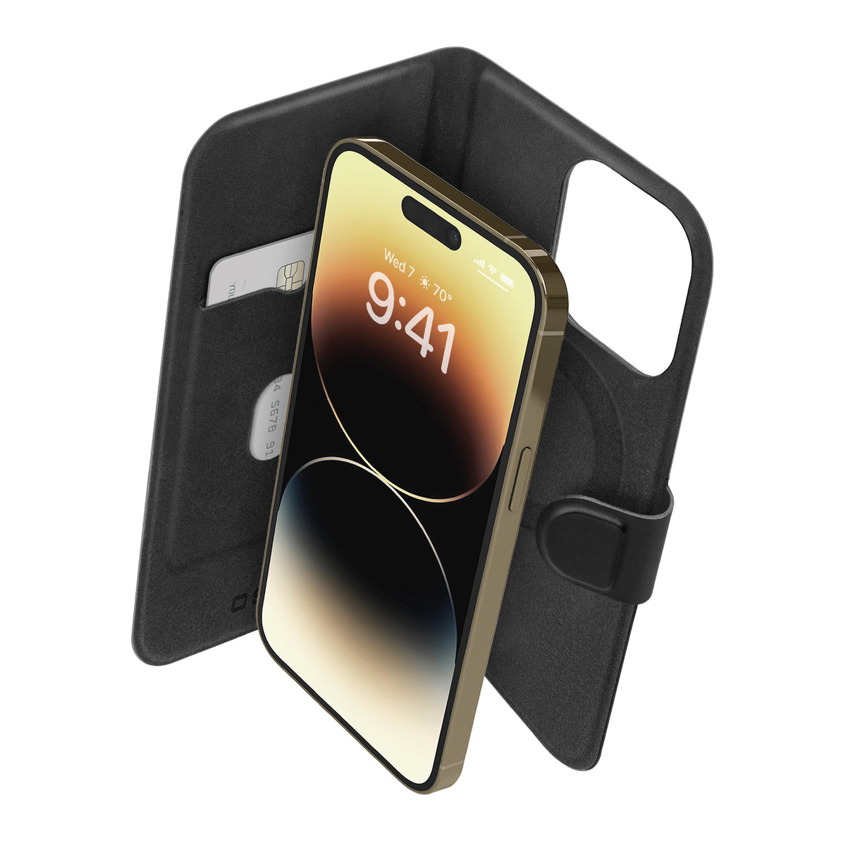 MagSafe-kompatibles Bookcase, schlankes Design, Kartenfach und Klappverschluss für iPhone 14 Pro/13 Pro