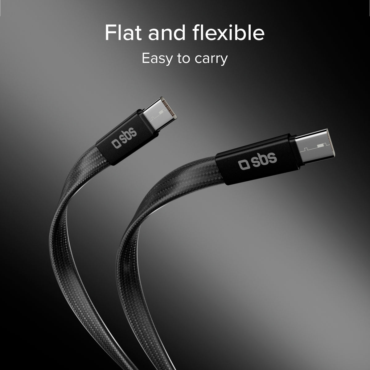 Câble fin pour charge et données avec connecteurs USB-C 2.0, 1 m