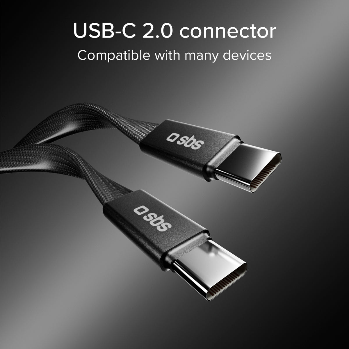 Câble fin pour charge et données avec connecteurs USB-C 2.0, 1 m