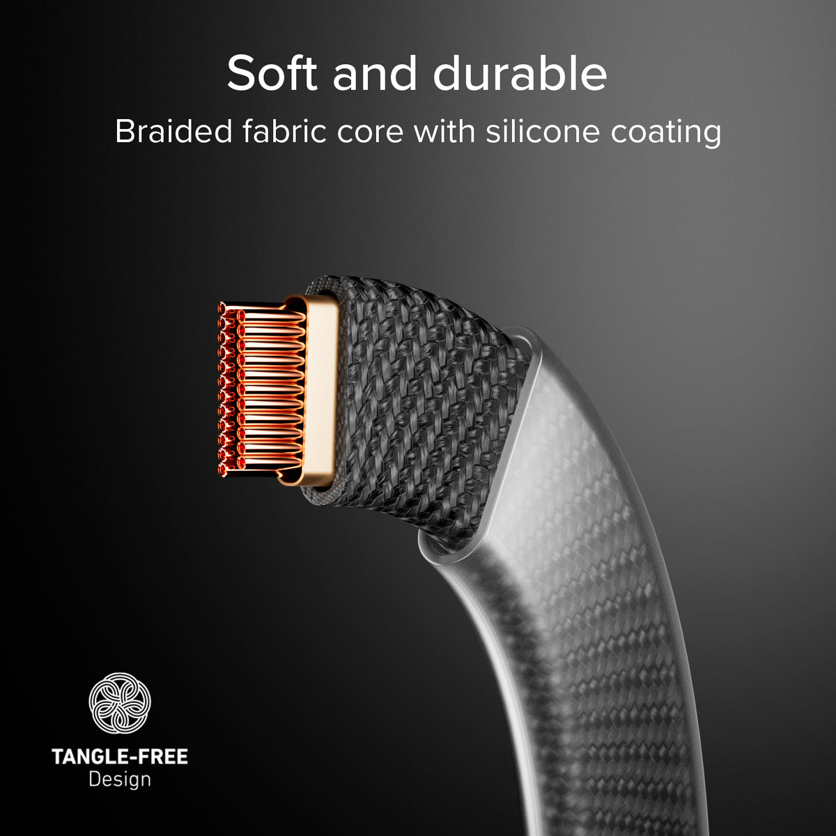 Câble fin pour charge et données avec connecteurs USB-C 2.0, 1 m