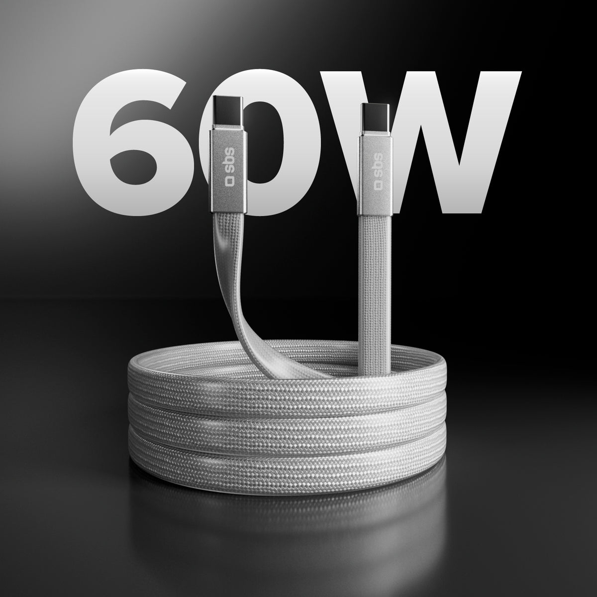 Câble fin pour charge et données avec connecteurs USB-C 2.0, 1 m