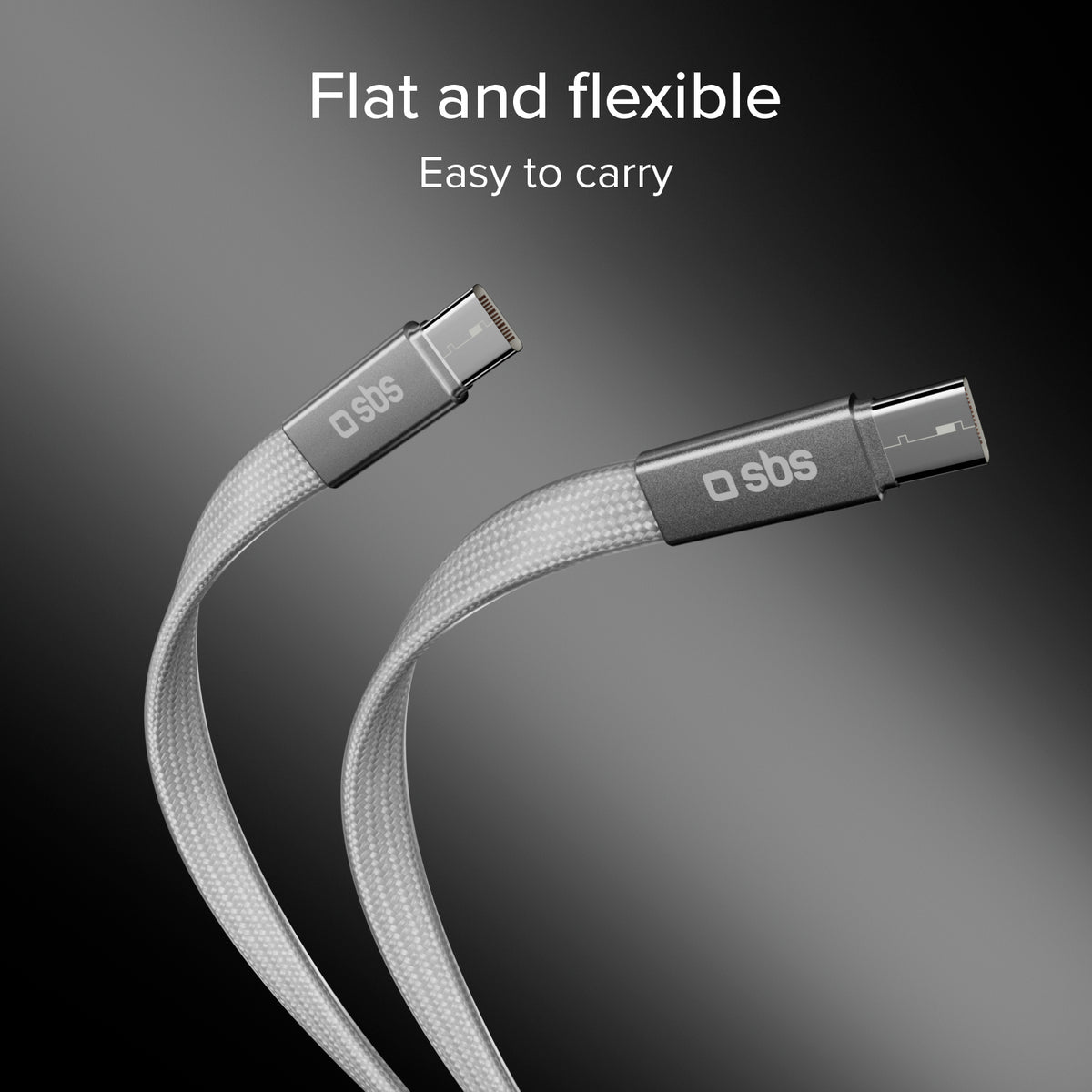Câble fin pour charge et données avec connecteurs USB-C 2.0, 1 m