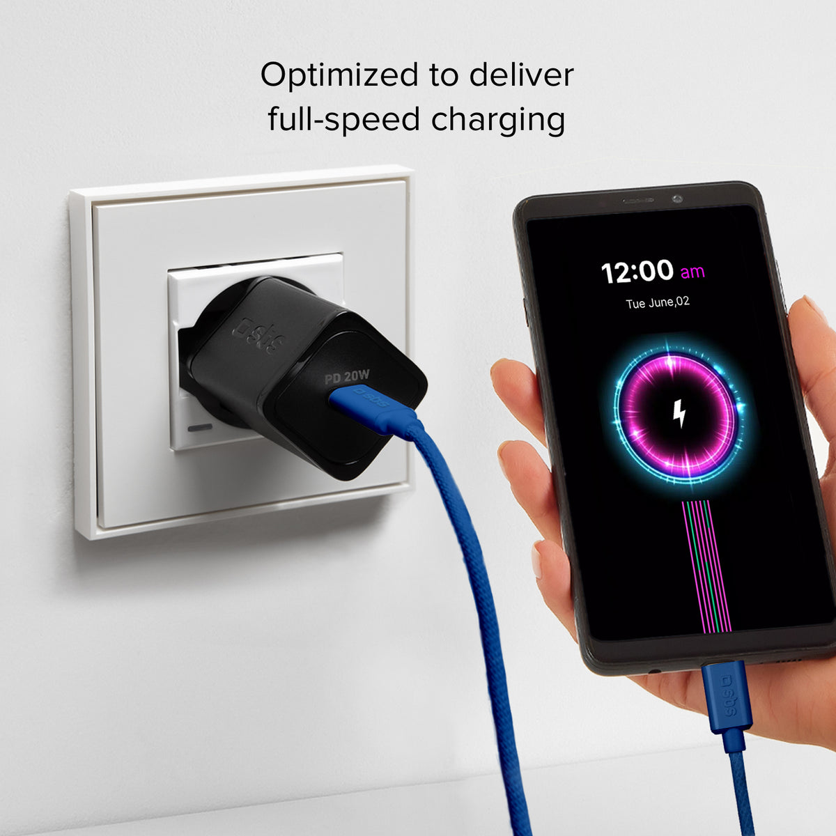 Cavo USB-C - USB-C in tessuto con fermacavo, 1.5 metri