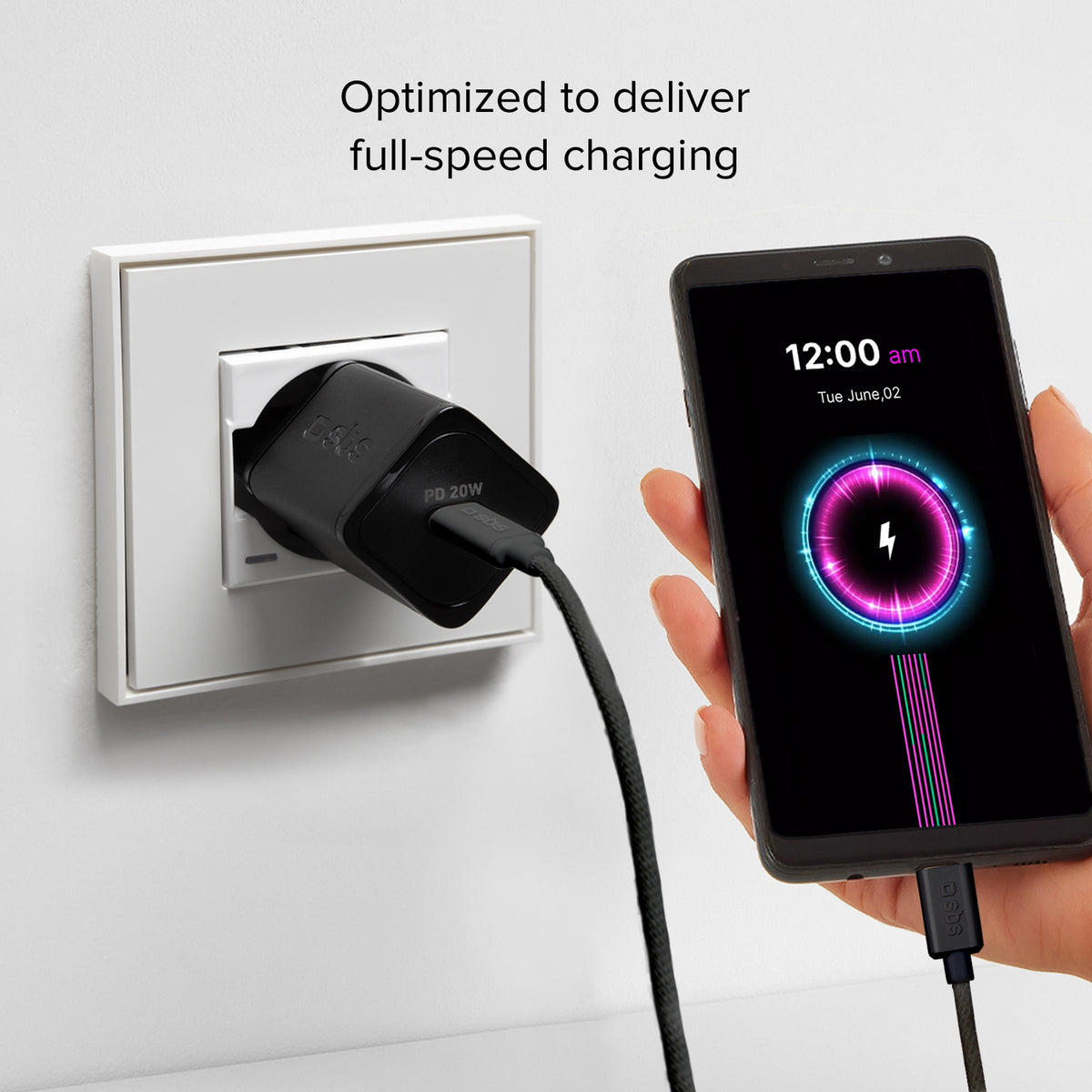 Cavo USB-C - USB-C in tessuto con fermacavo, 1.5 metri