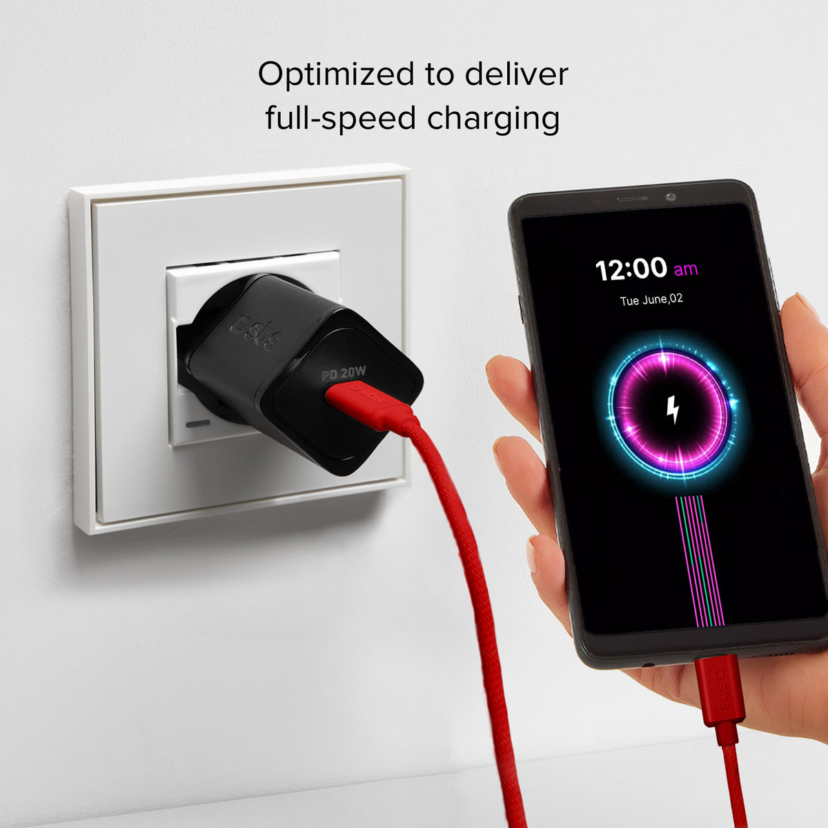 Cavo USB-C - USB-C in tessuto con fermacavo, 1.5 metri