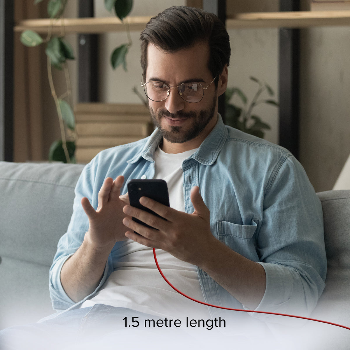 Cavo USB-C - USB-C in tessuto con fermacavo, 1.5 metri