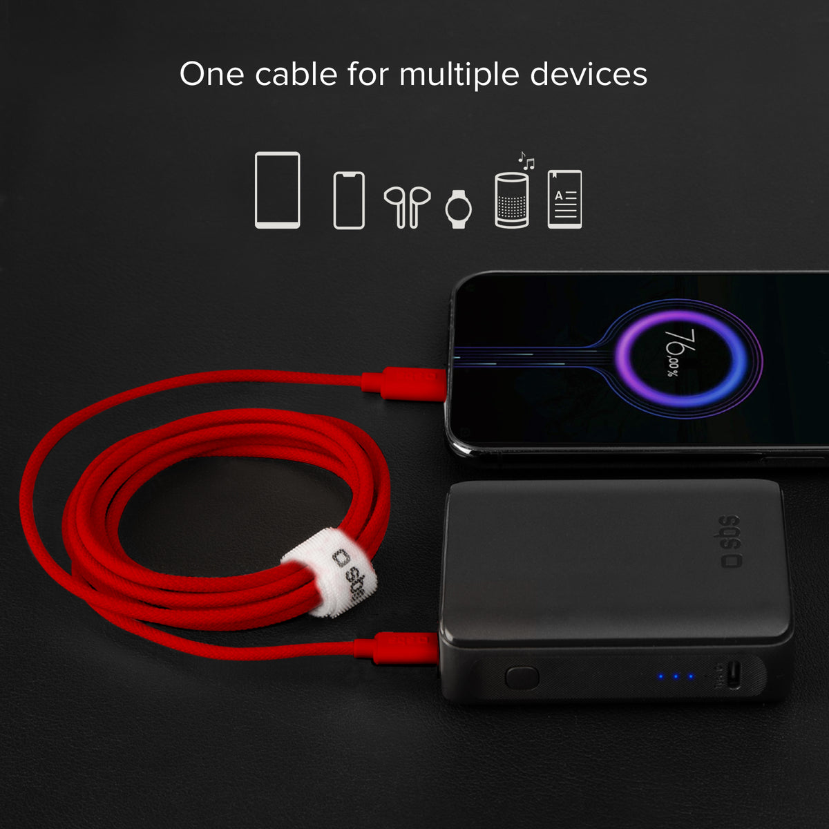 Cavo USB-C - USB-C in tessuto con fermacavo, 1.5 metri