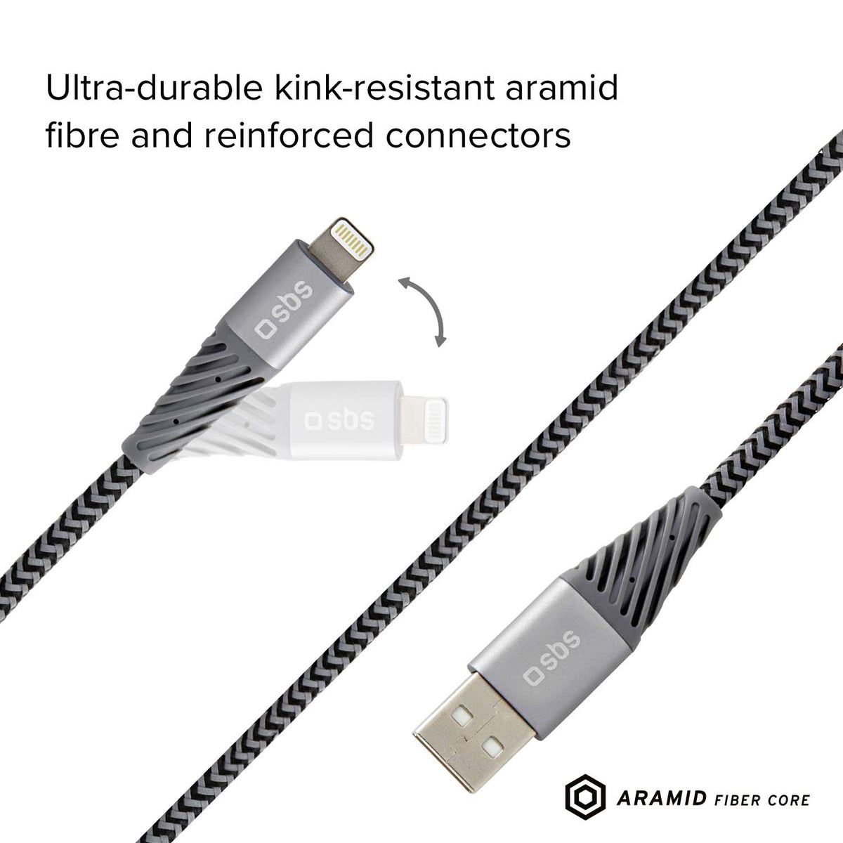 Cable reflectante de fibra de aramida USB 2.0 Lightning