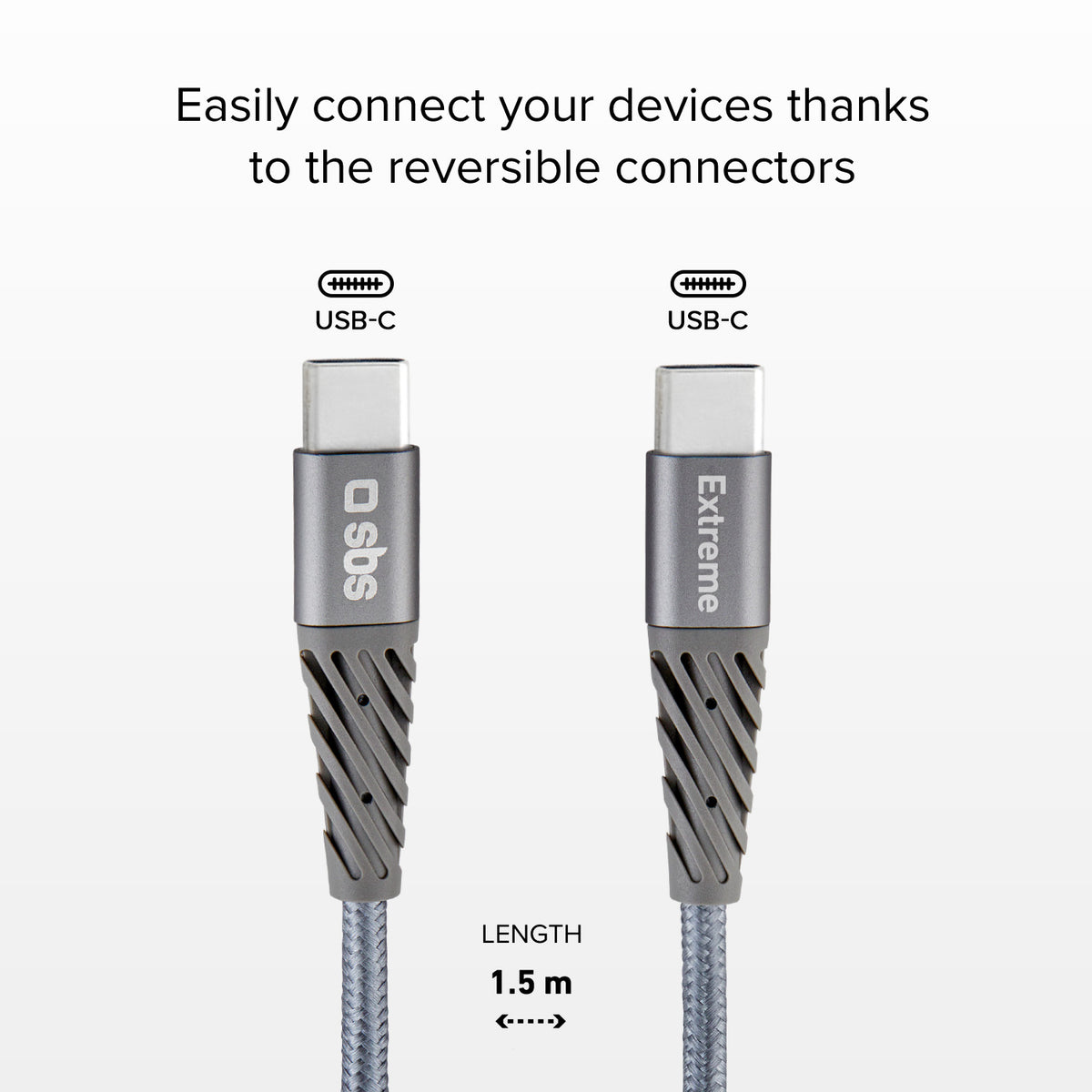 Cavo USB-C dati e ricarica ultra resistente in fibra aramidica 1.5 m