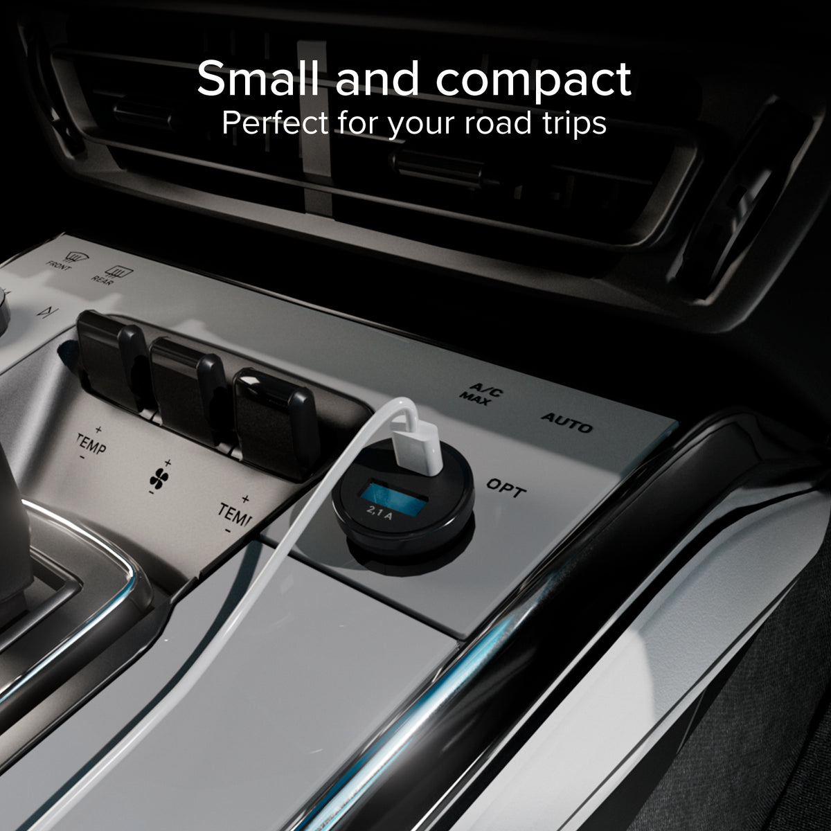 Cargador de batería de coche Tipo C – USB de 2.1A