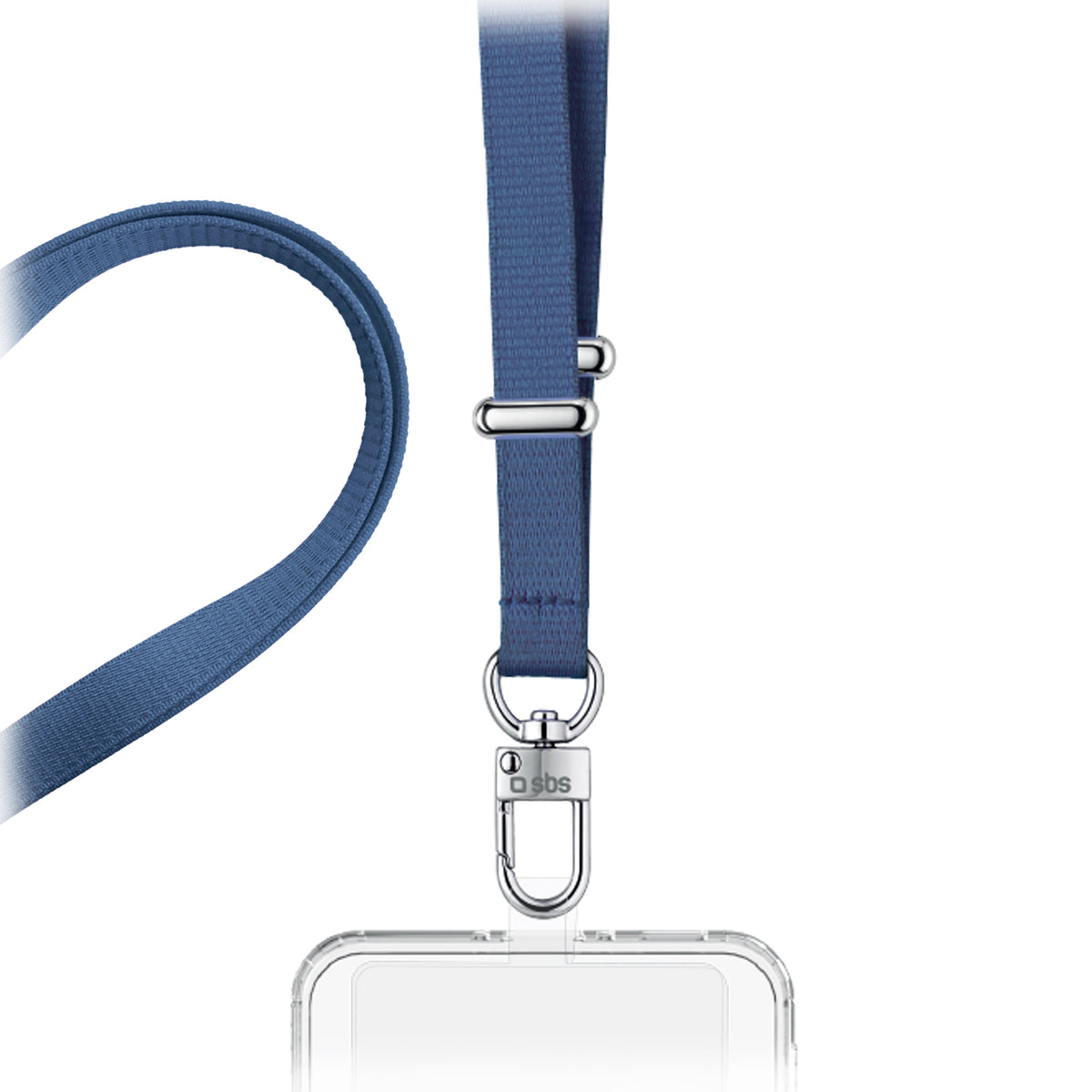 Universal adjustable smartphone lanyard with transparent patch