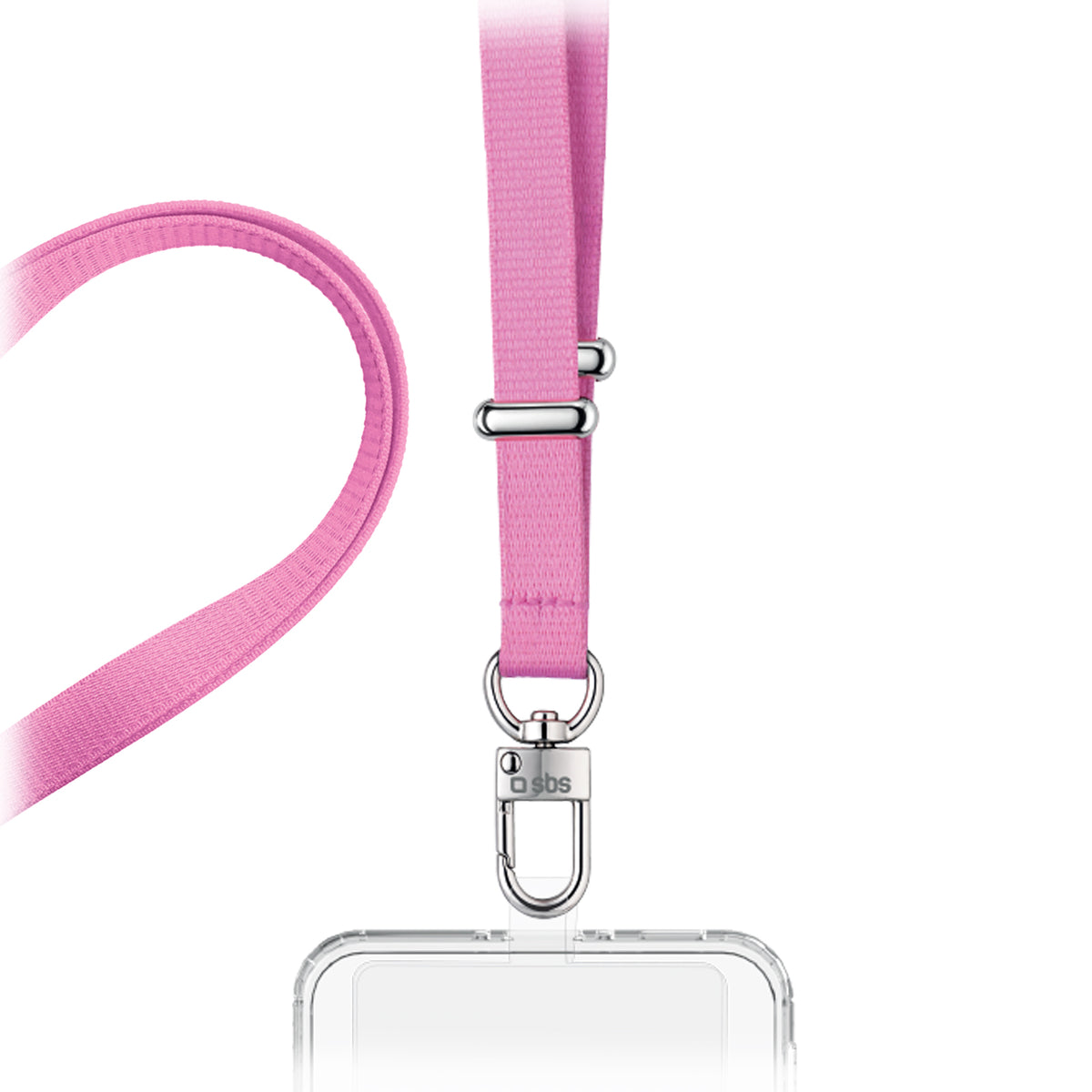 Universal adjustable smartphone lanyard with transparent patch