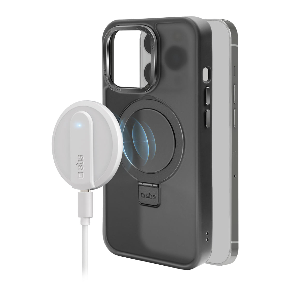 Coque MagSafe métal + anneau support pour iPhone 14 Pro