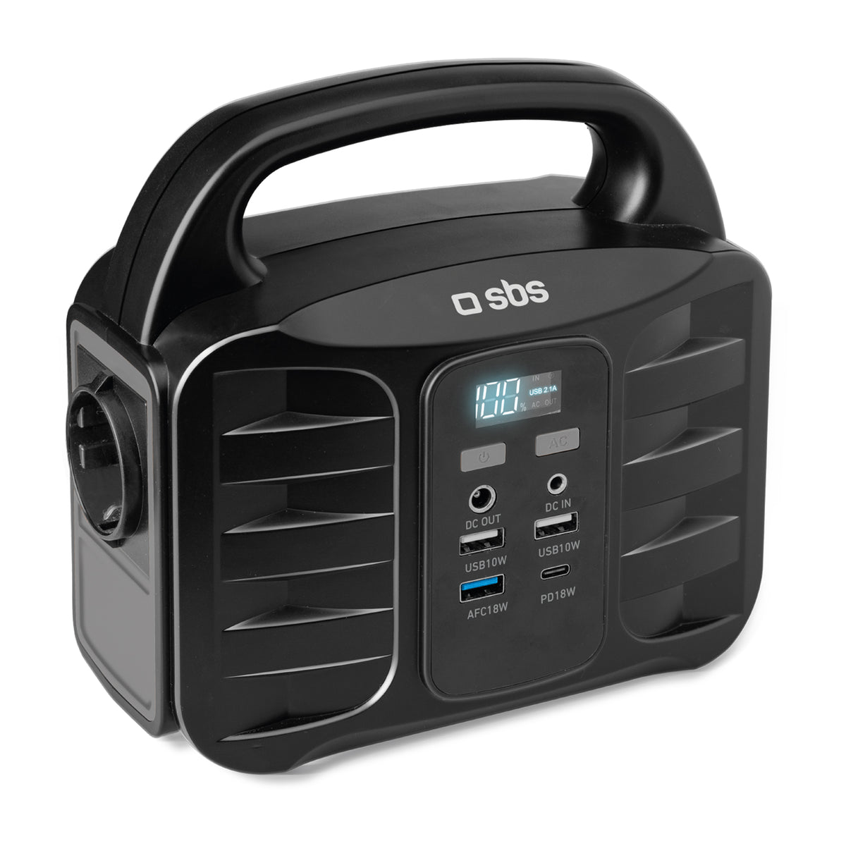 Estación de carga portátil de 150 vatios con USB-A, USB-C, toma CA, toma DC