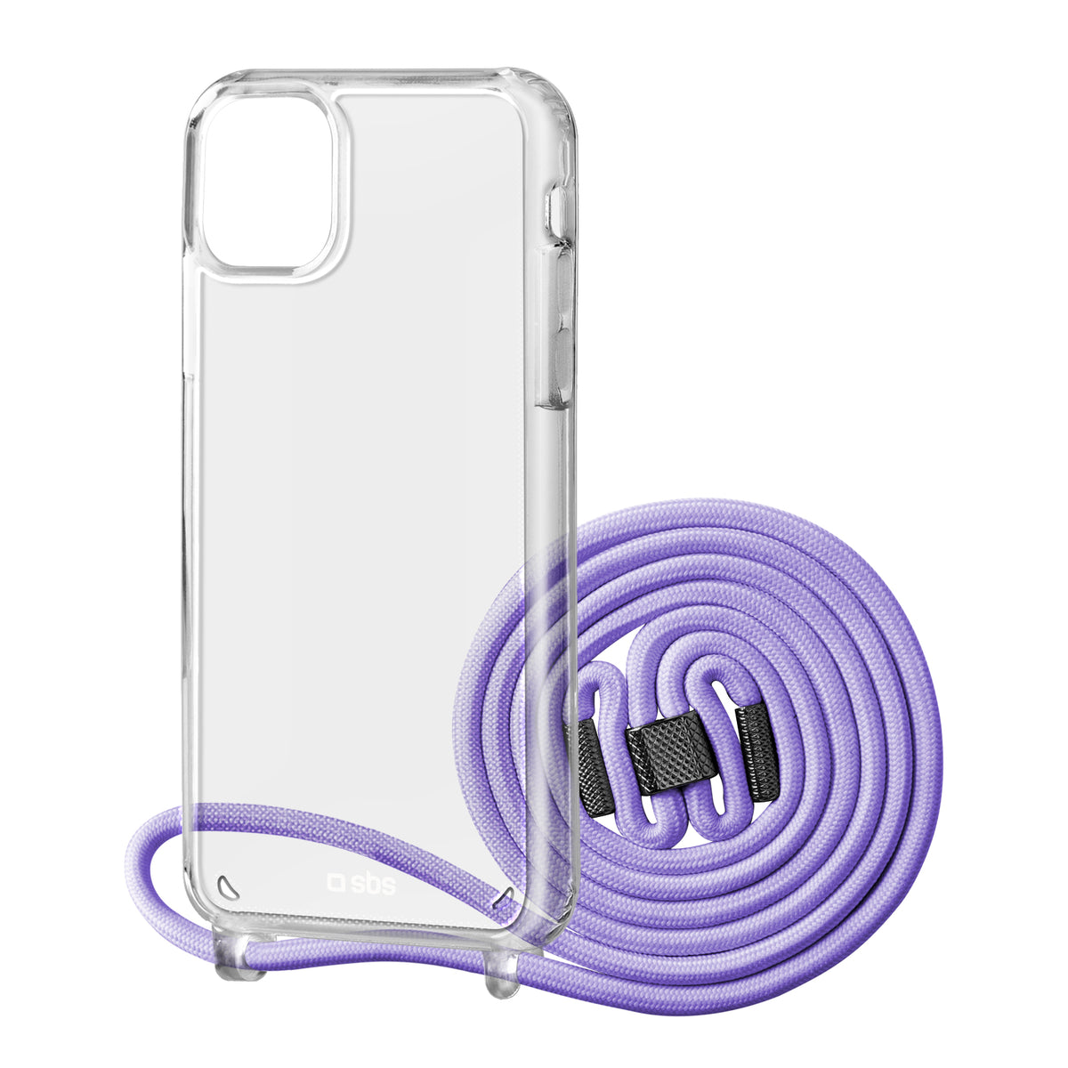 Cover trasparente con laccio da collo colorato per iPhone 12/12 Pro