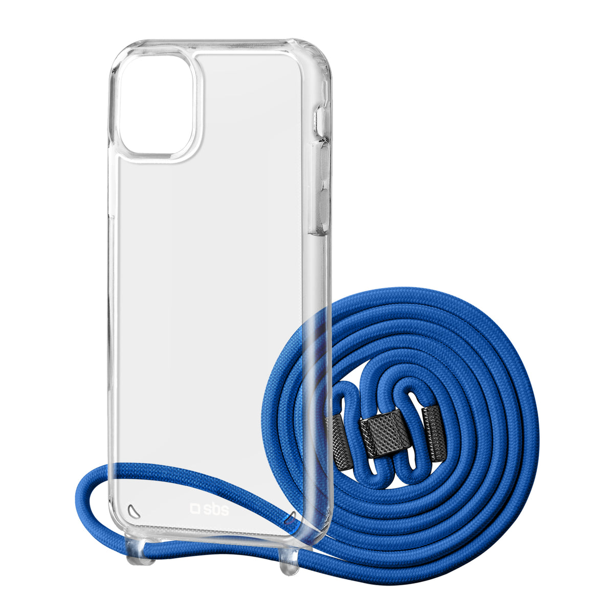 Transparent cover with coloured neck strap for iPhone 13