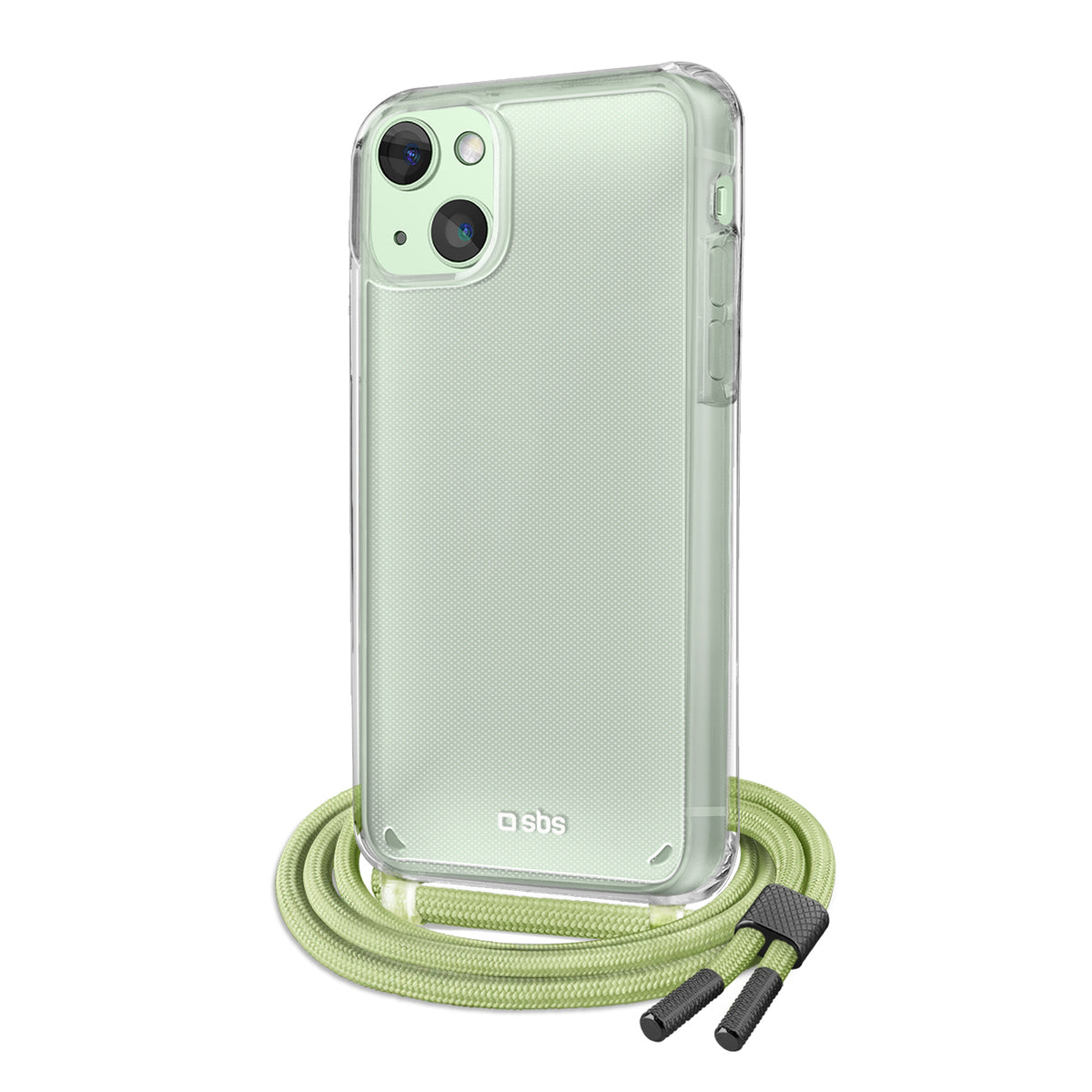 Transparent cover with coloured neck strap for iPhone 13