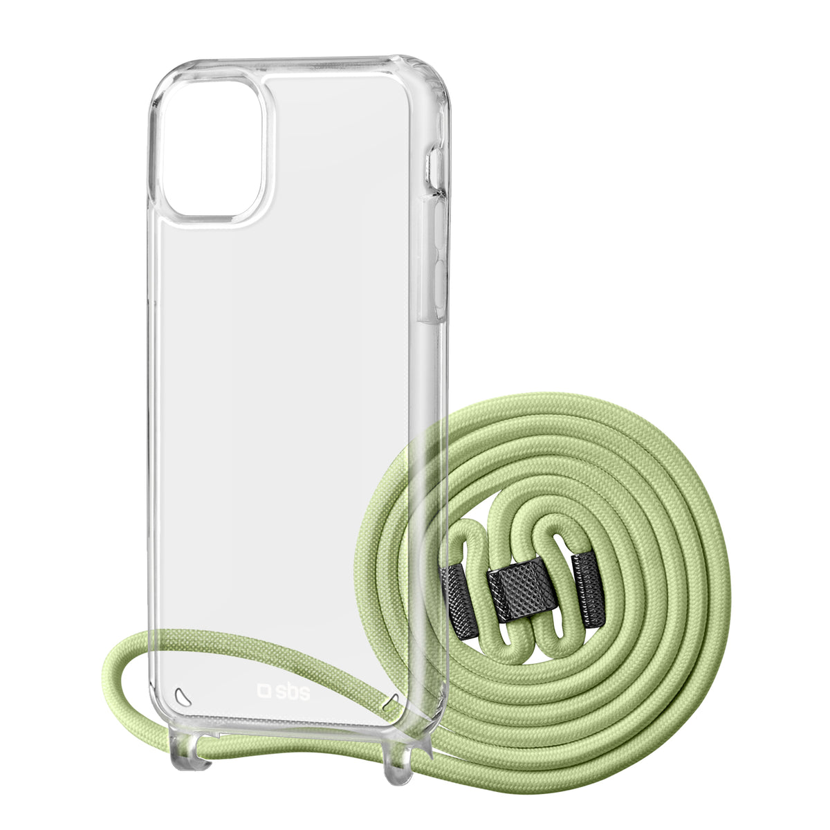 Transparent cover with coloured neck strap for iPhone 13