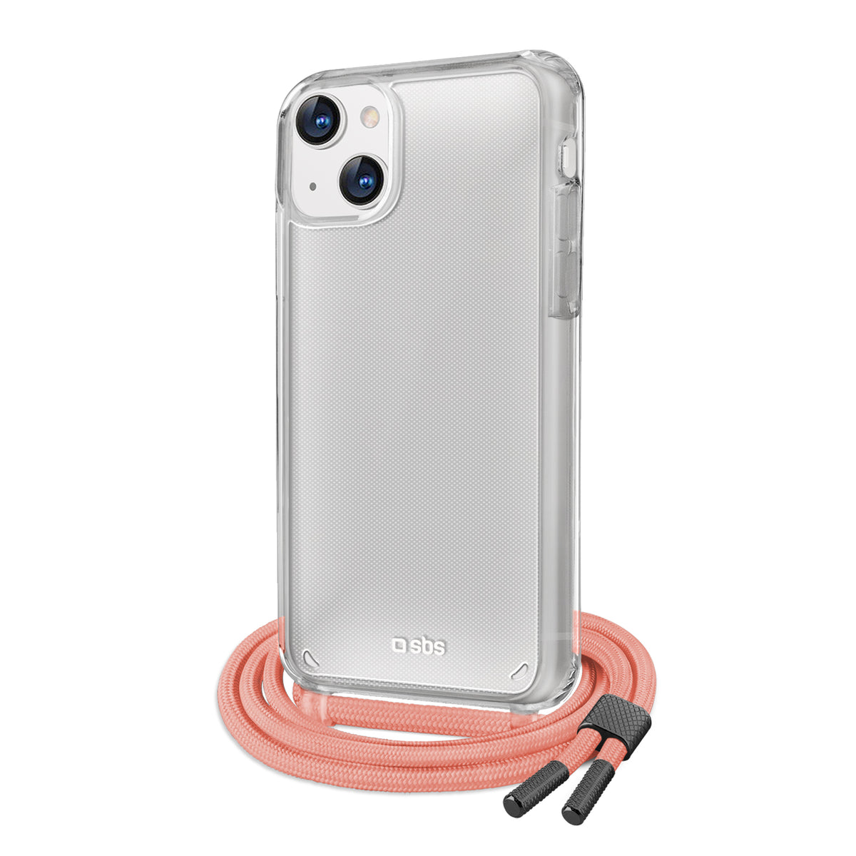 Transparent cover with coloured neck strap for iPhone 13