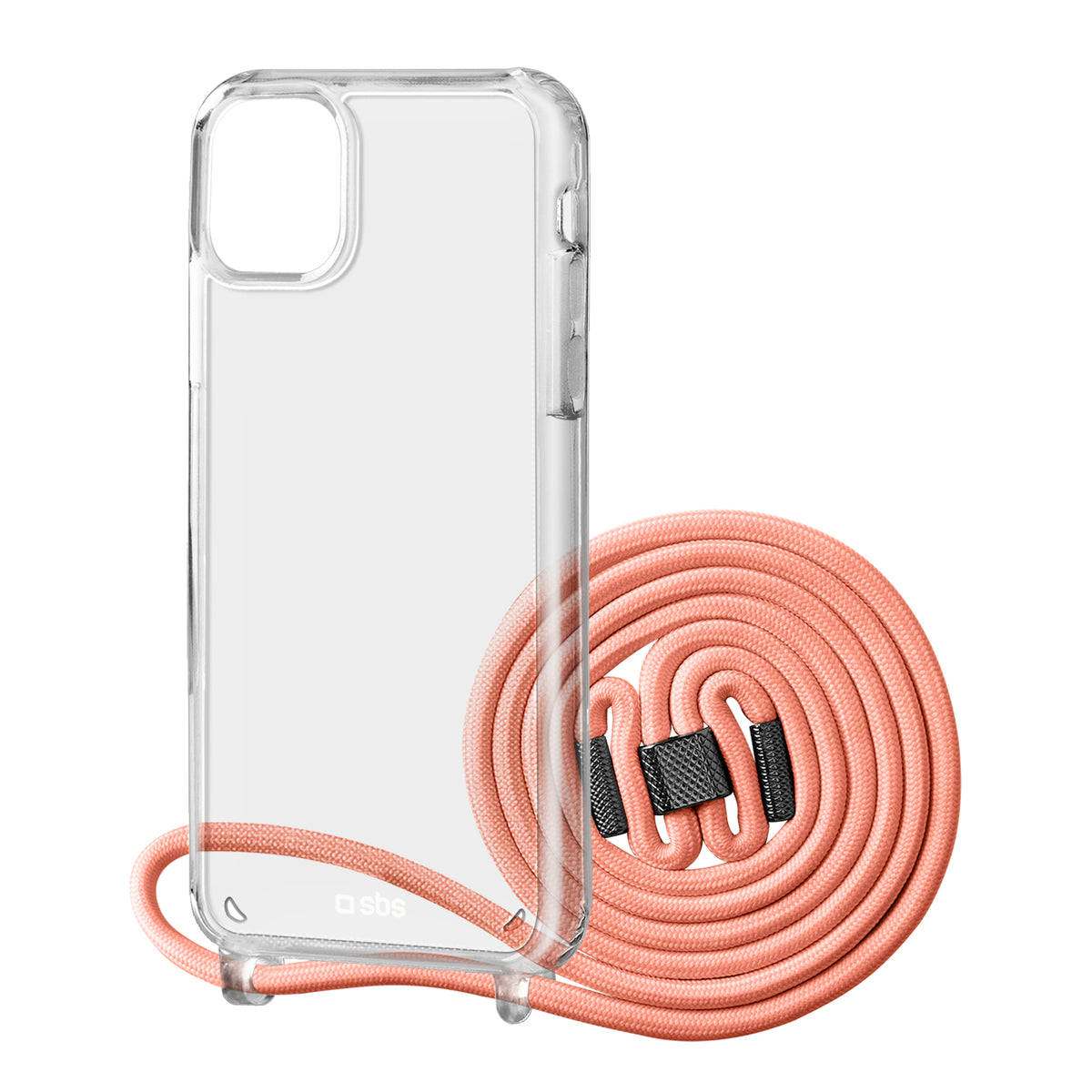 Transparent cover with coloured neck strap for iPhone 13