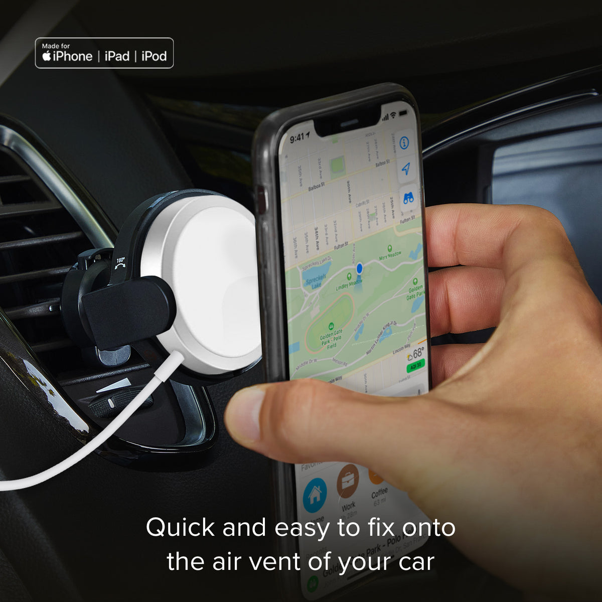 Support de voiture compatible avec chargeur Magsafe