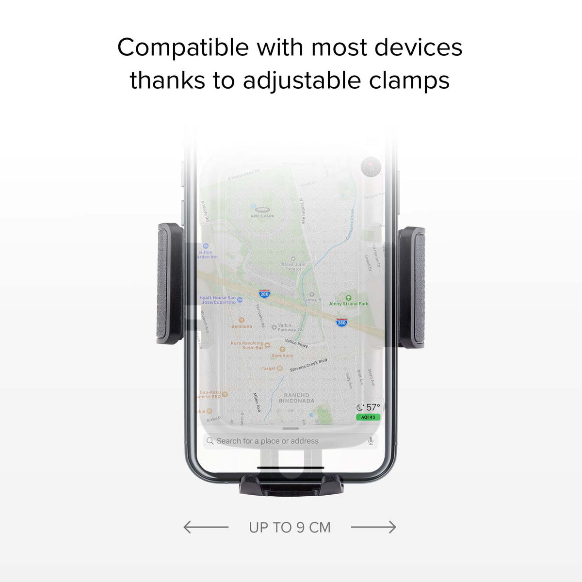 Universal car holder for smartphone up to 6"