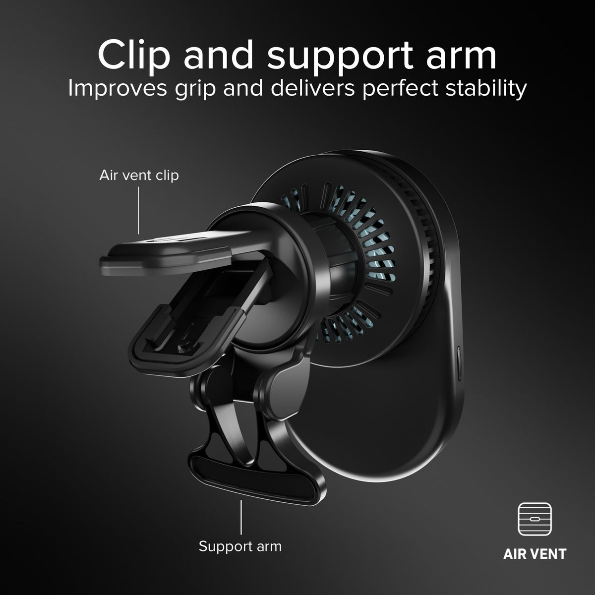 Support de voiture magnétique avec charge sans fil Qi2.2 25W
