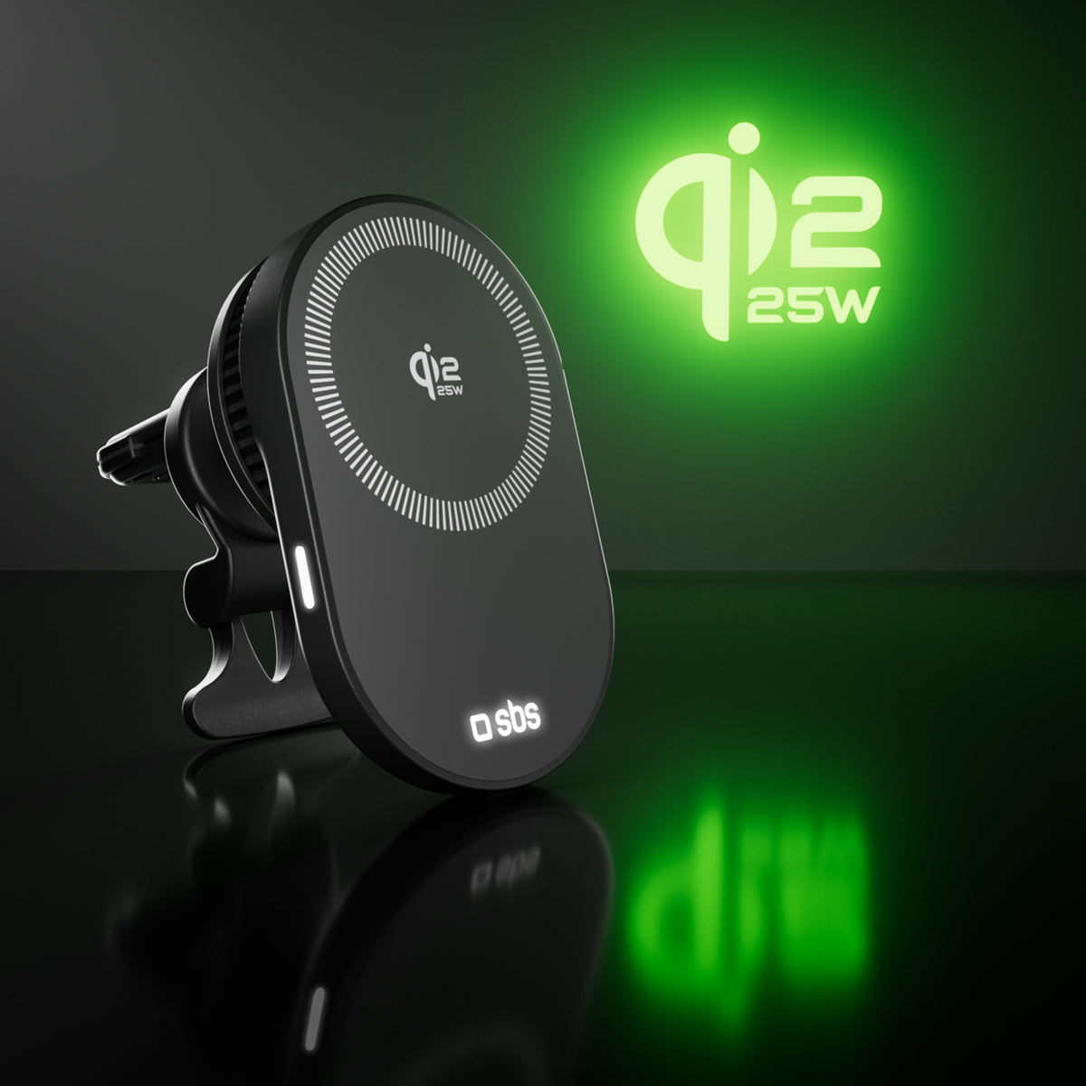 Support de voiture magnétique avec charge sans fil Qi2.2 25W