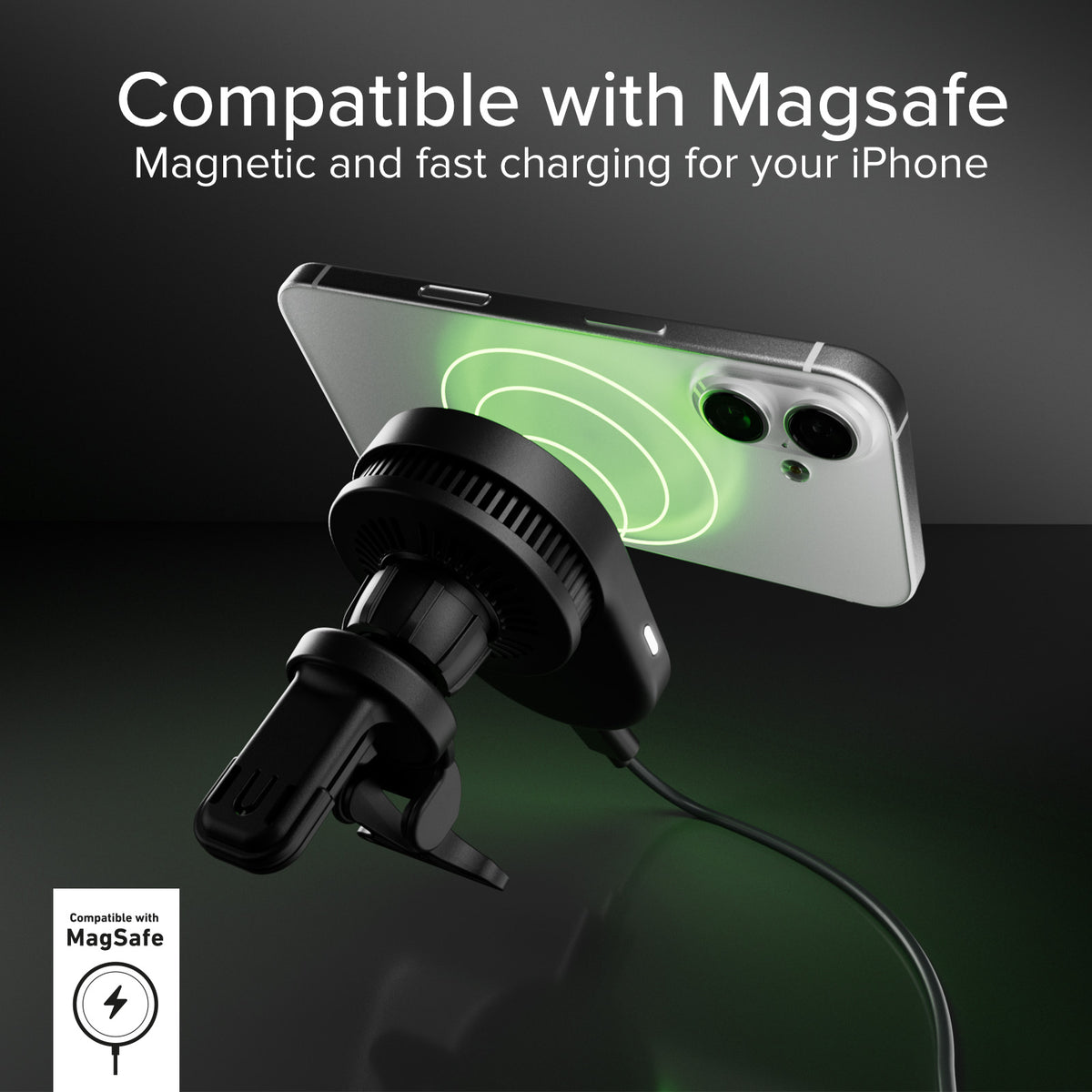 Support de voiture magnétique avec charge sans fil Qi2.2 25W