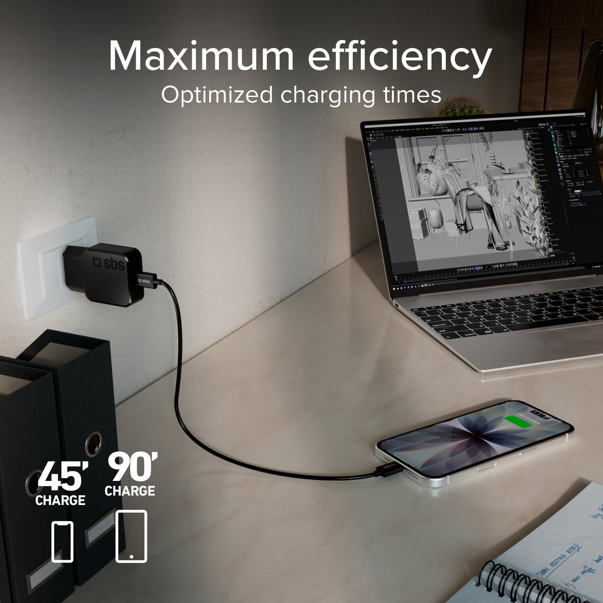 Cargador de pared 20 W USB-C Ultra Slim, adecuado para MacBook Neo