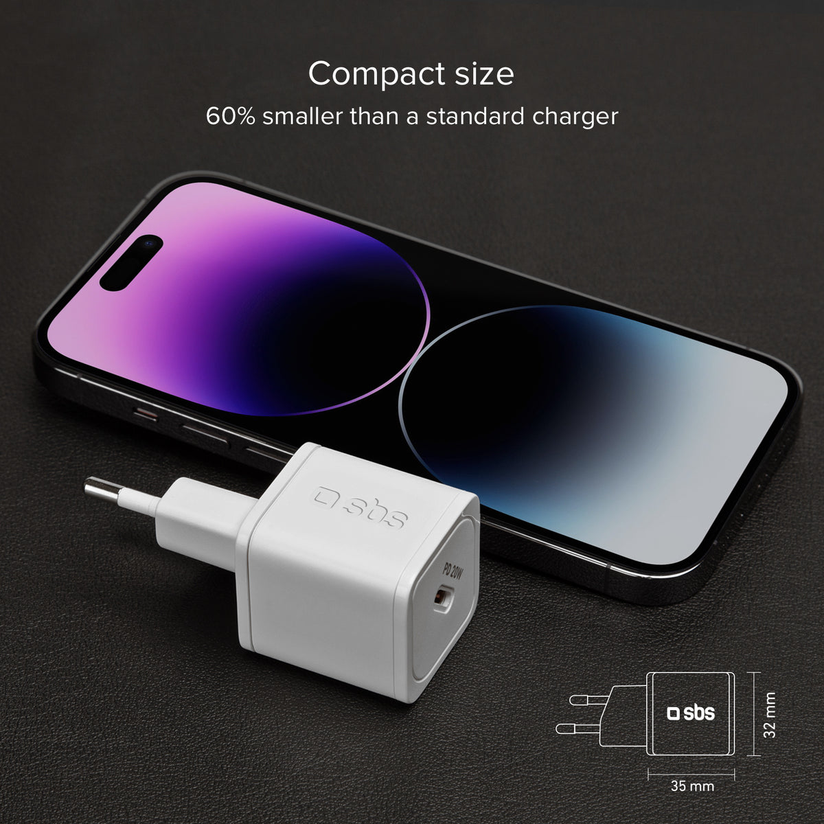 Chargeur Power Delivery GaN ultra-rapide de 20 watts, adapté pour MacBook Neo