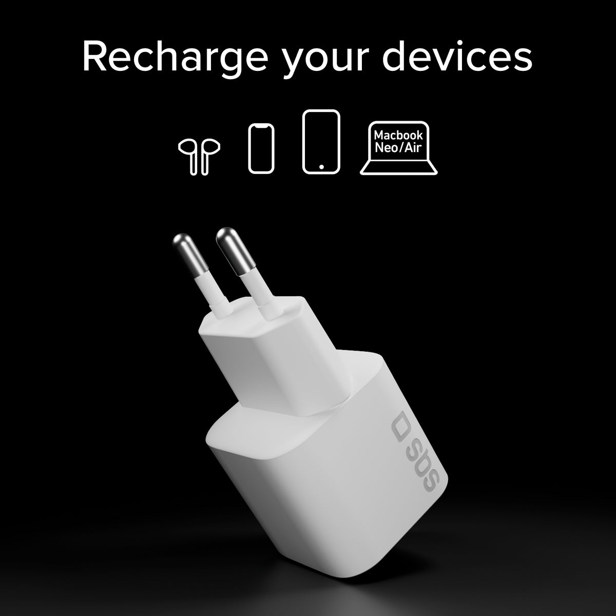 Kompaktes Wandladegerät USB-C mit 30 W, Power Delivery 3.0 und PPS