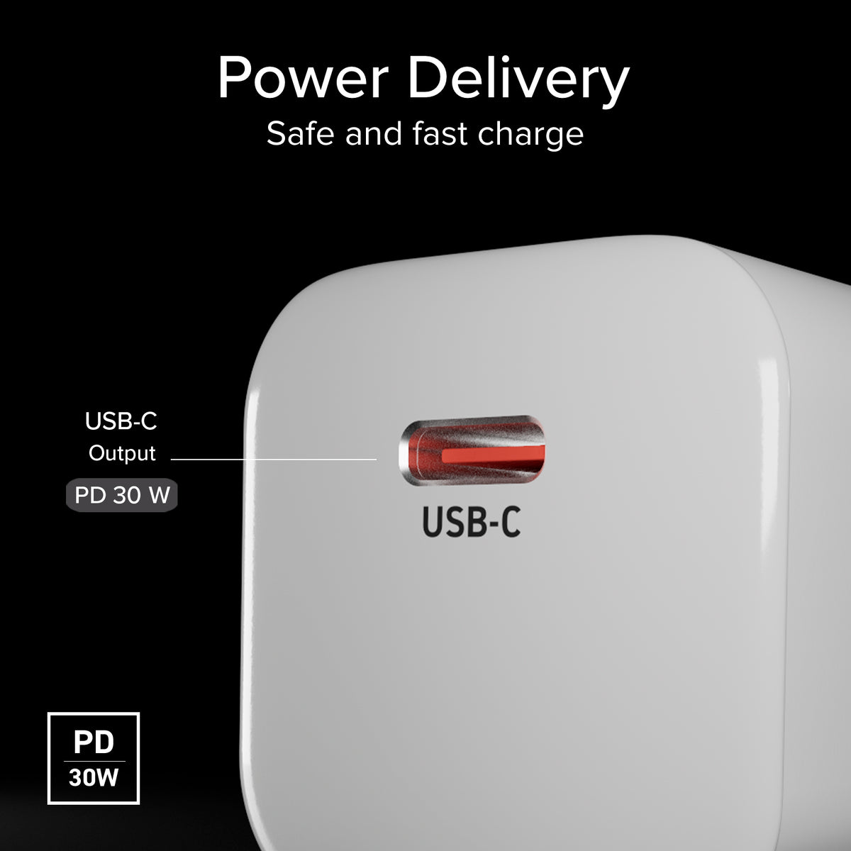 Kompaktes Wandladegerät USB-C mit 30 W, Power Delivery 3.0 und PPS