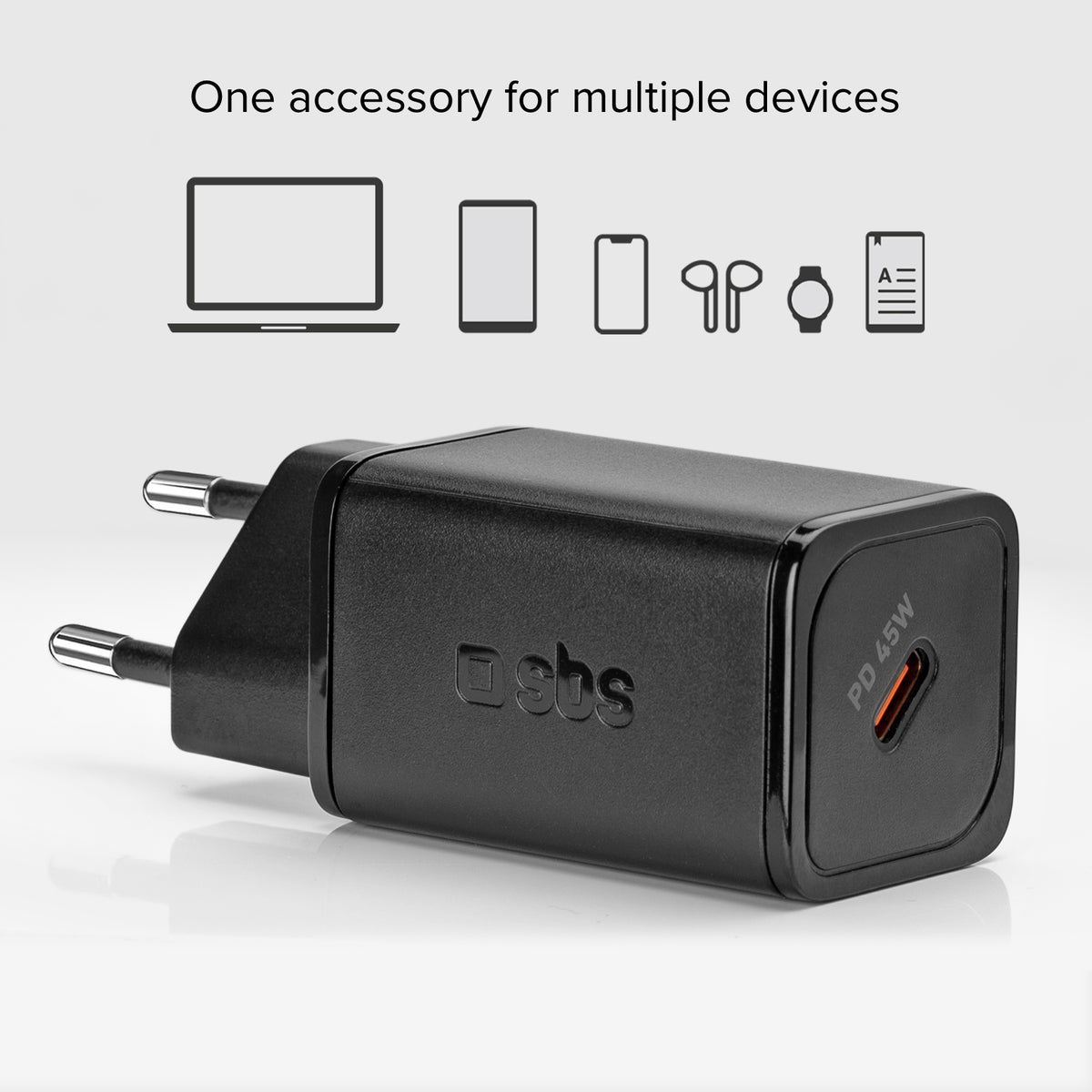 Chargeur mural GaN, 1 sortie USB-C Power Delivery 45W