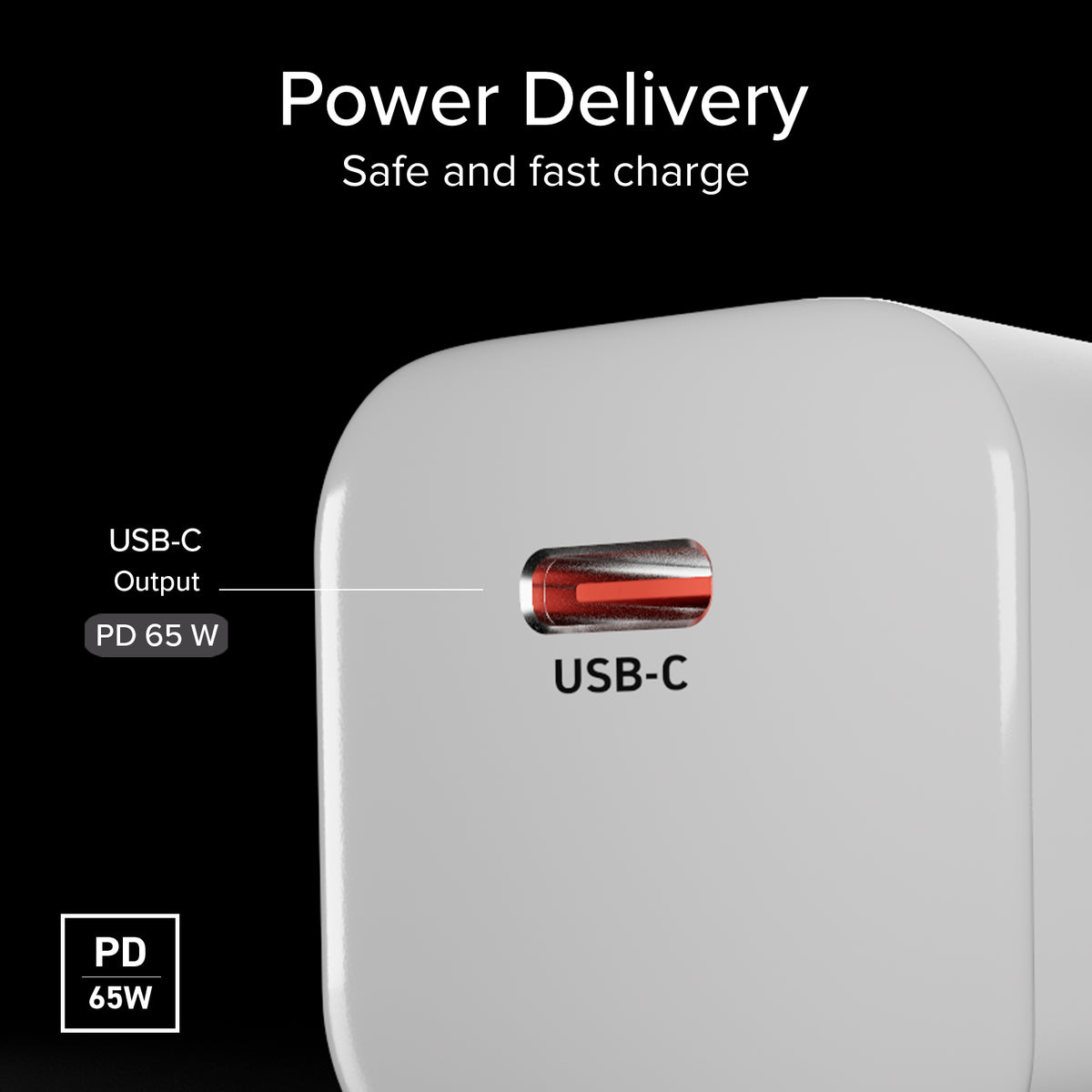 65 W USB-C GaN wall charger with Power Delivery 3.0 and Programmable Power Supply